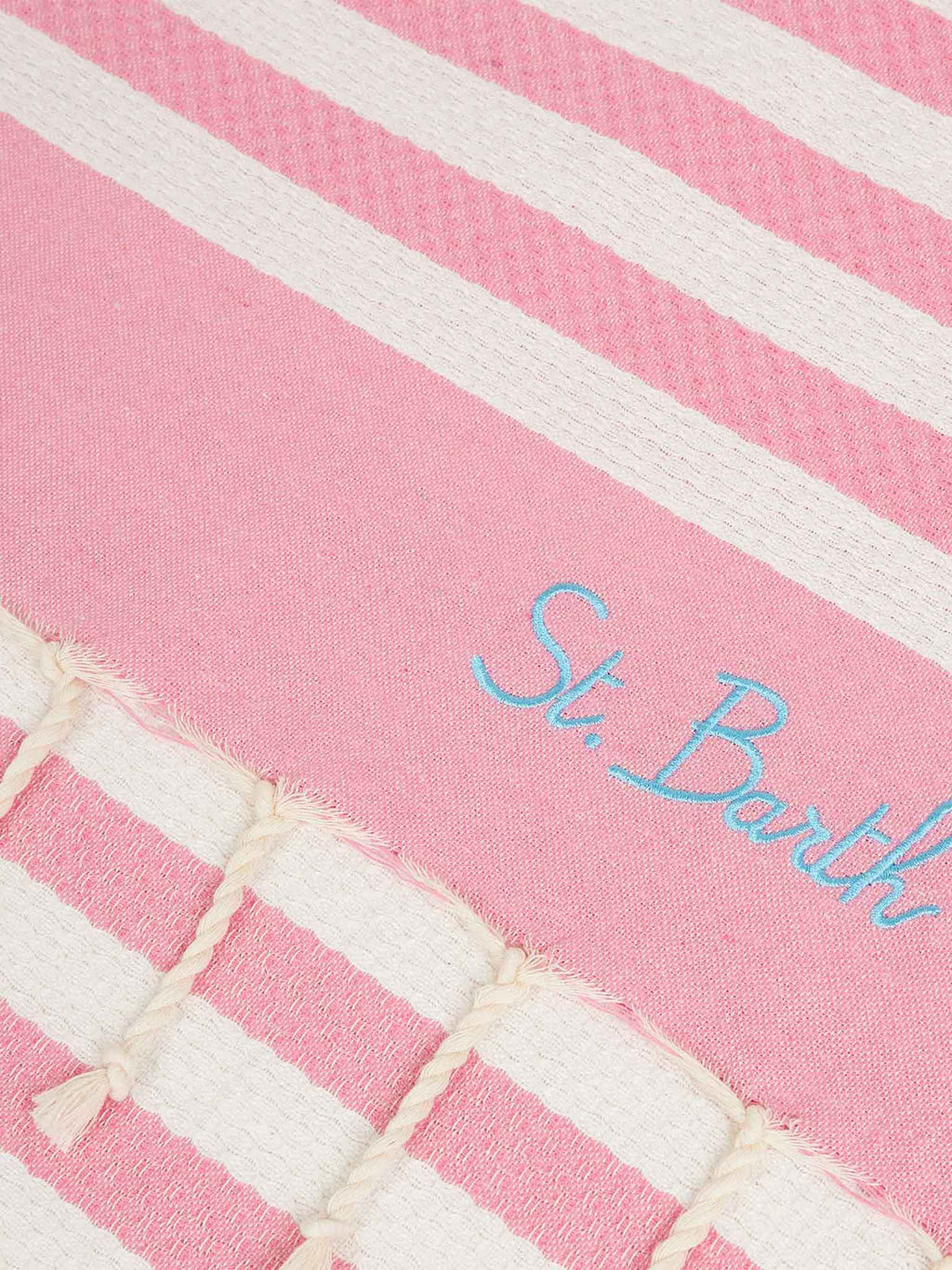Cotton beach towel Fouta with pink striped print