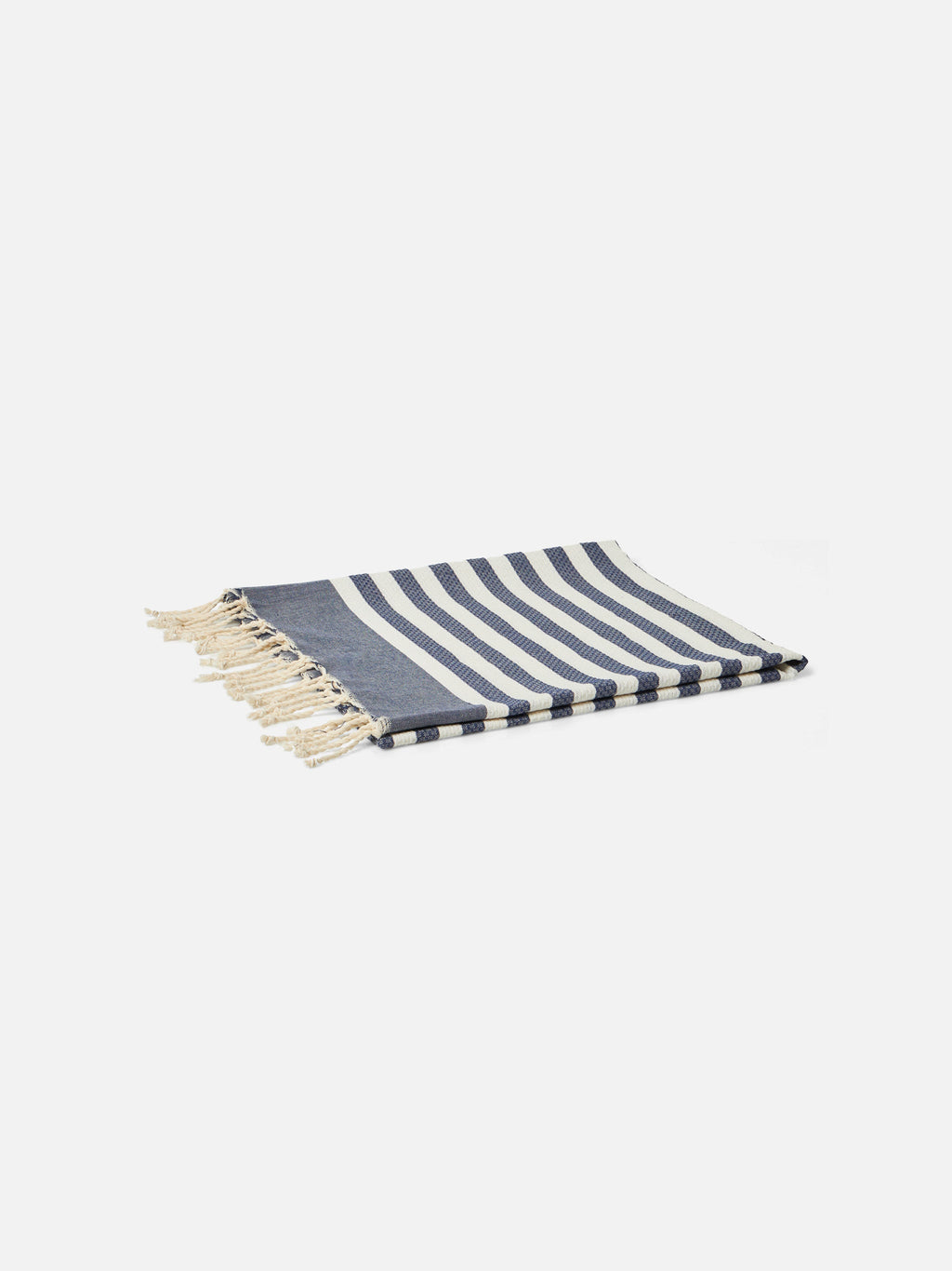 Cotton beach towel Fouta with navy blue striped print