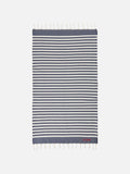 Cotton beach towel Fouta with navy blue striped print