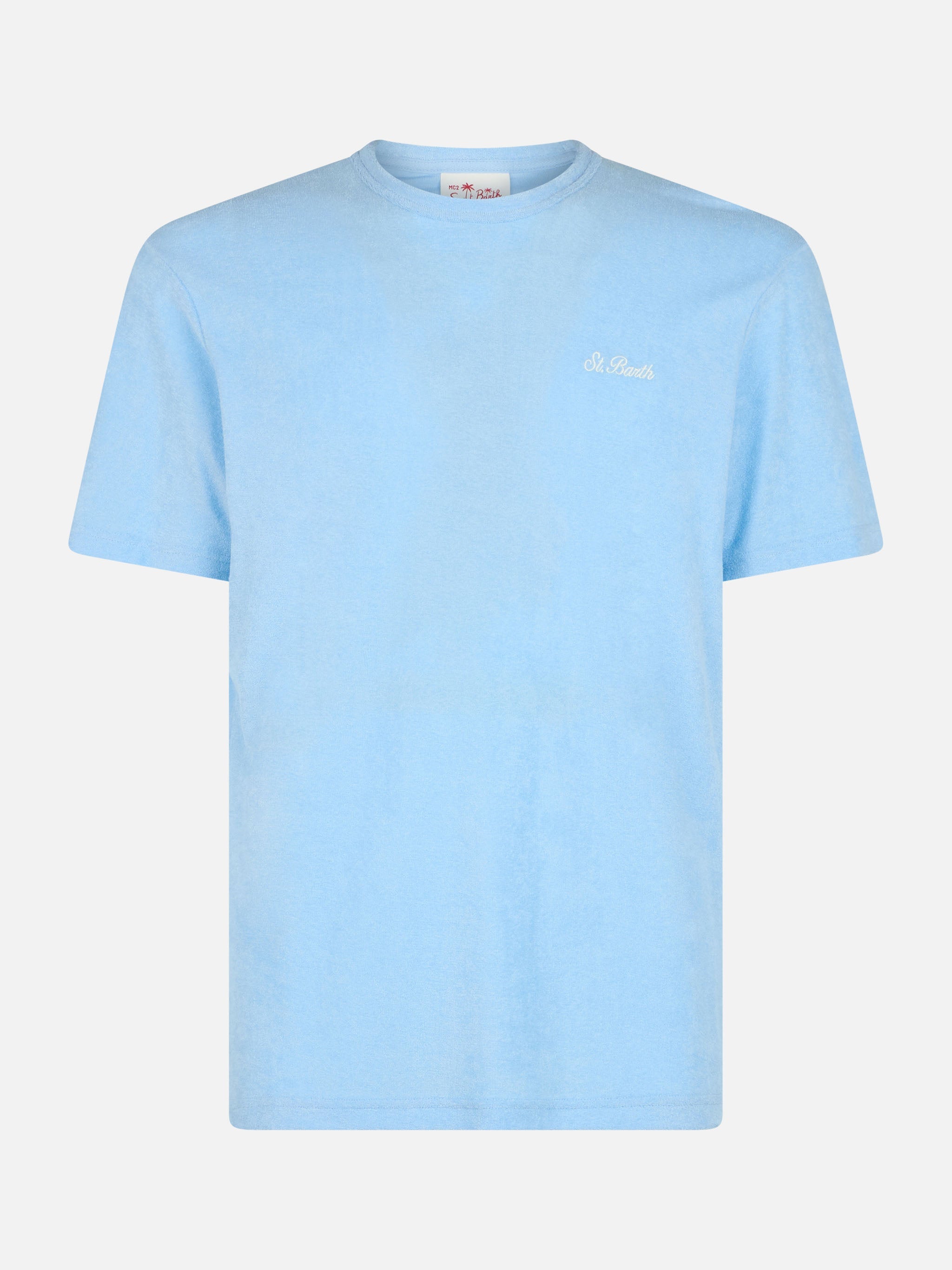 T-shirt in spugna azzurra Gary con ricamo St. Barth