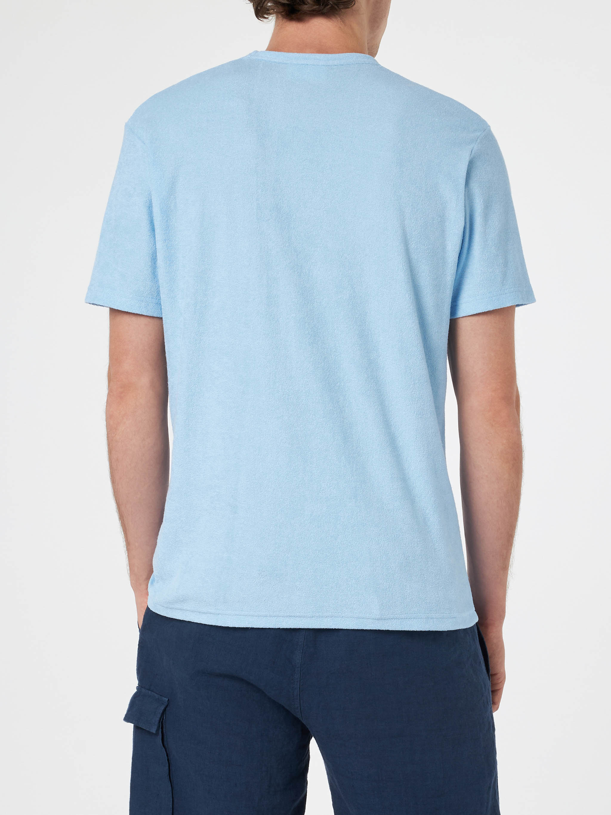 T-shirt in spugna azzurra Gary con ricamo St. Barth