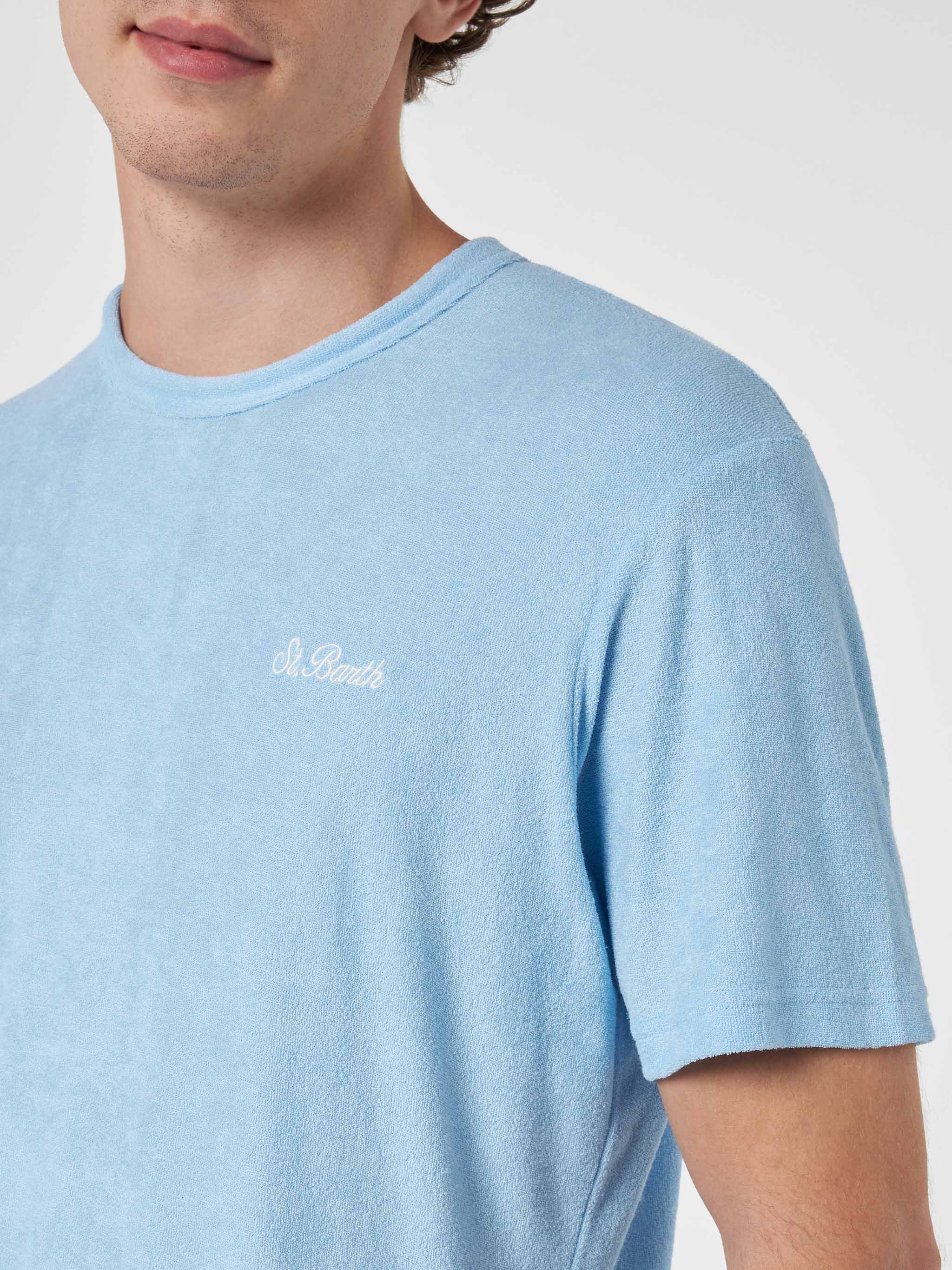 T-shirt in spugna azzurra Gary con ricamo St. Barth