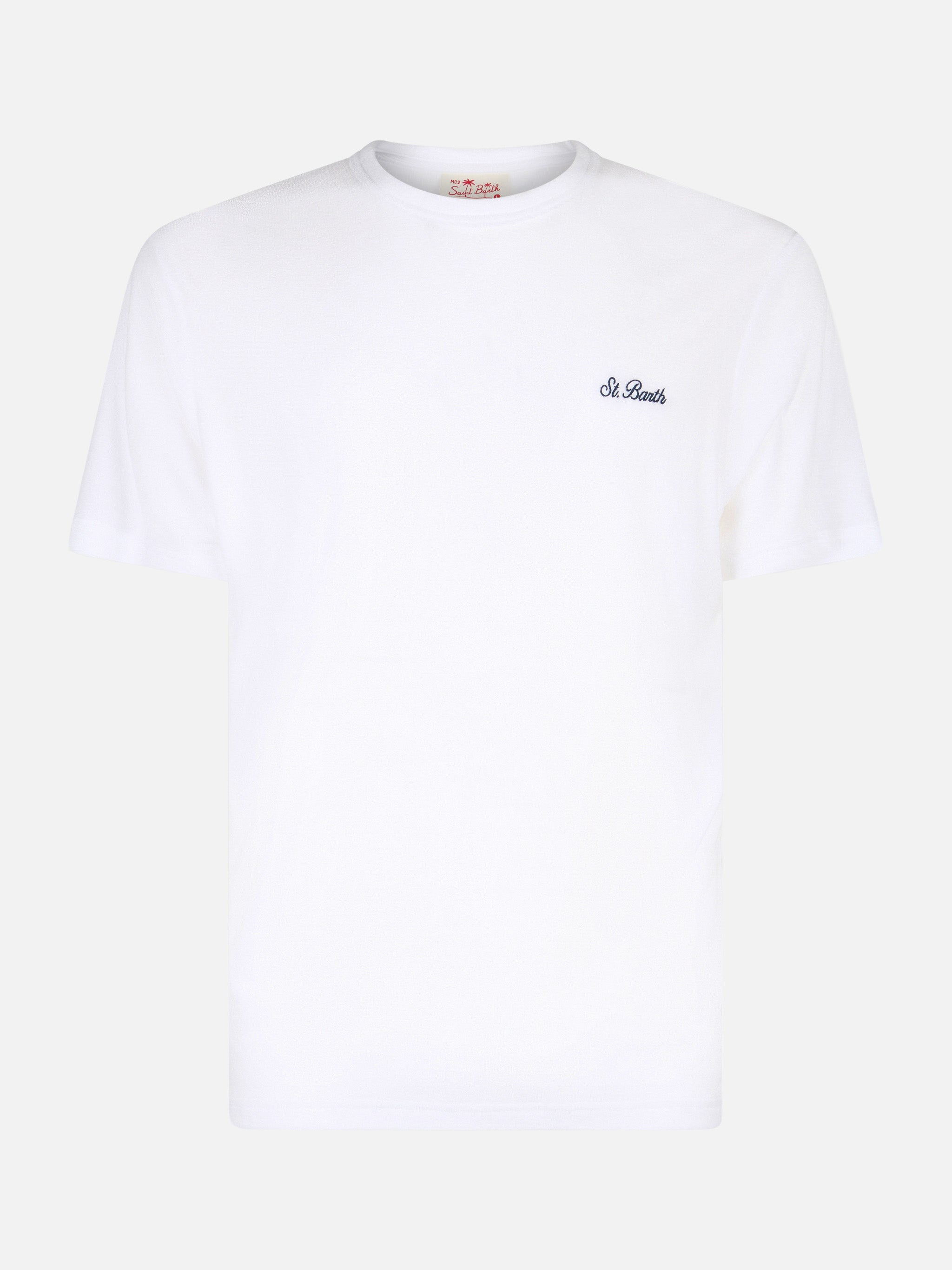 T-shirt in spugna bianca Gary con ricamo St. Barth