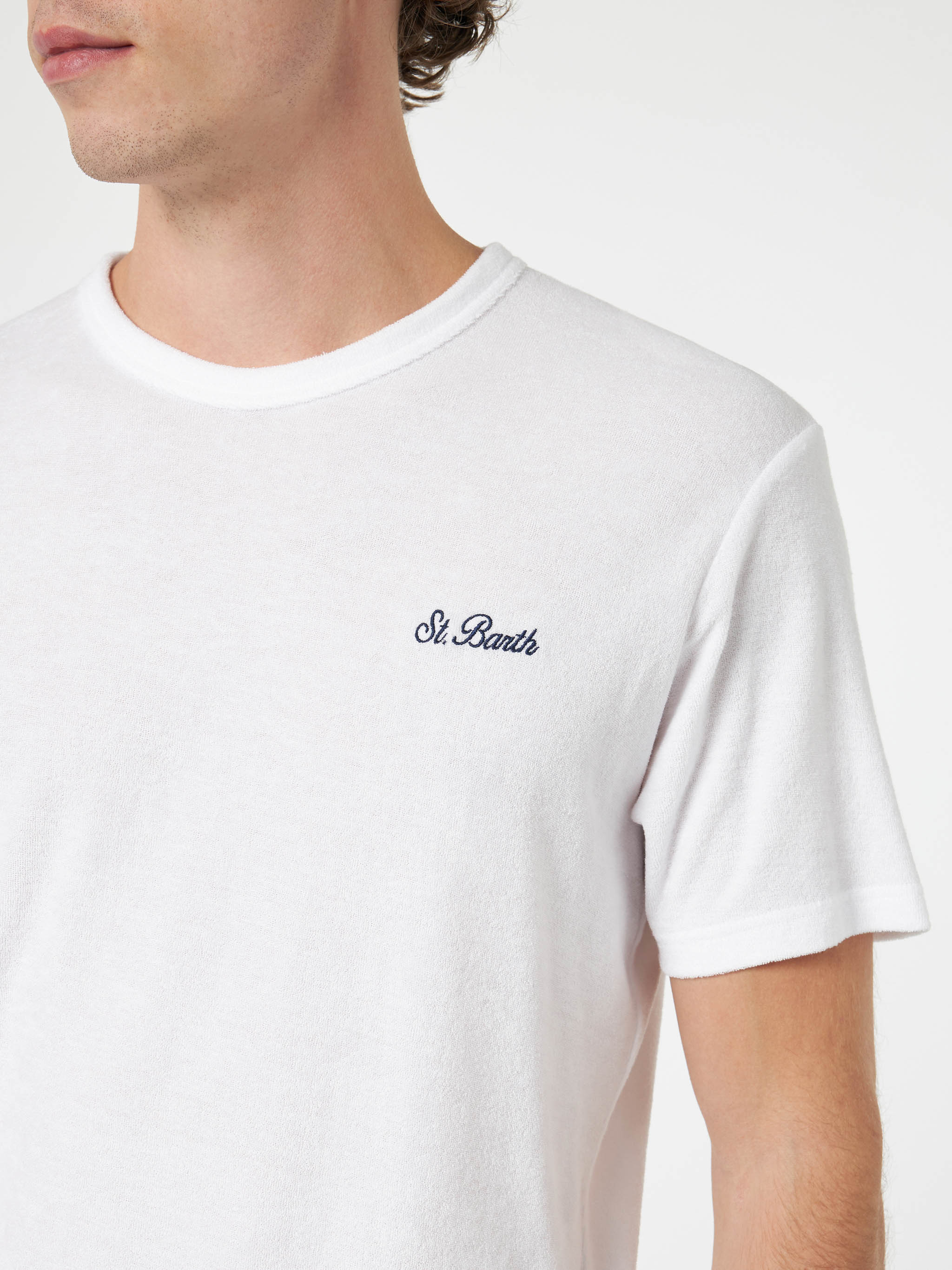 T-shirt in spugna bianca Gary con ricamo St. Barth
