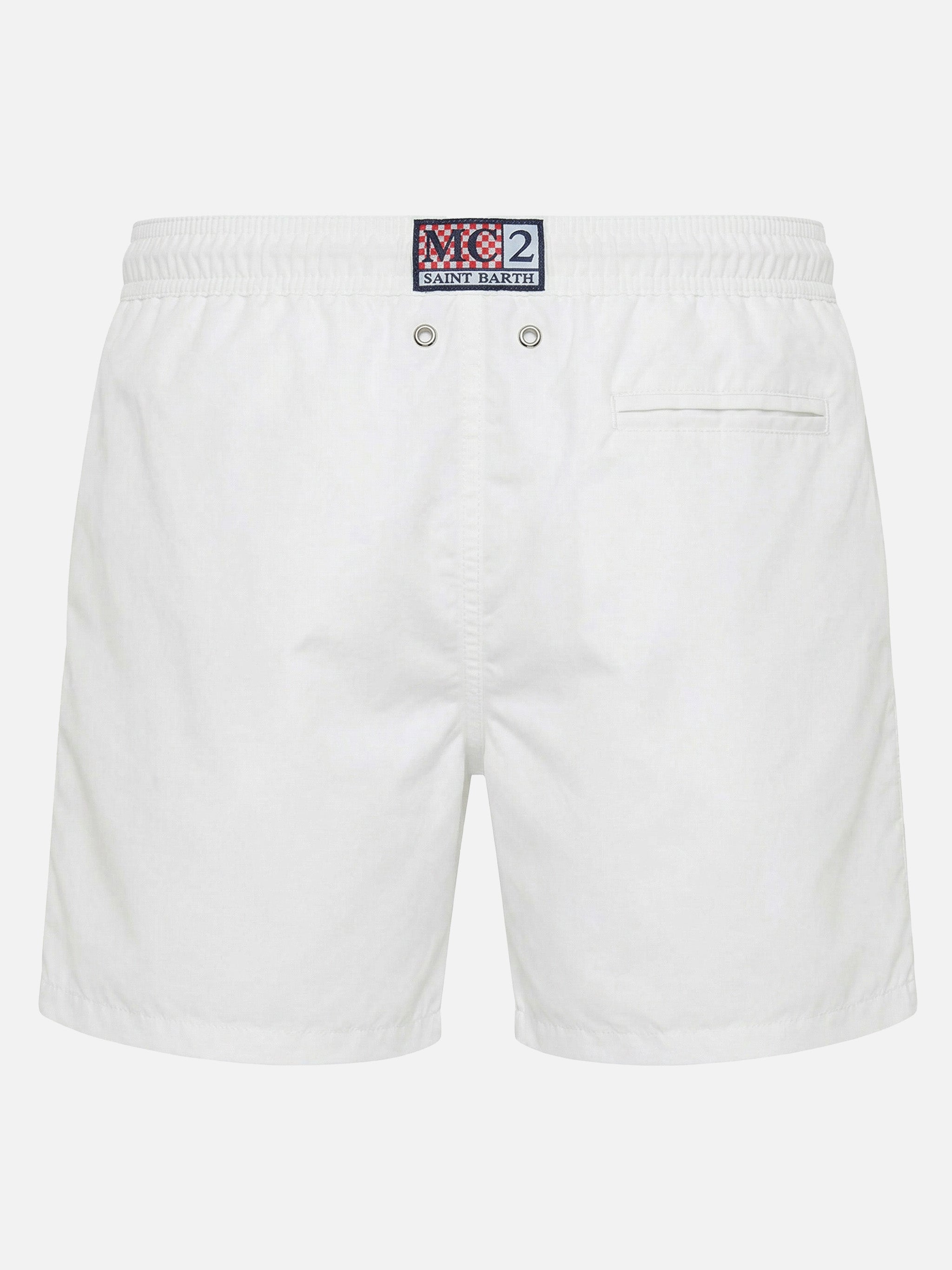 Pantaloncini da bagno bianchi Gustavia con ricamo "Cigarette" | Edizione speciale