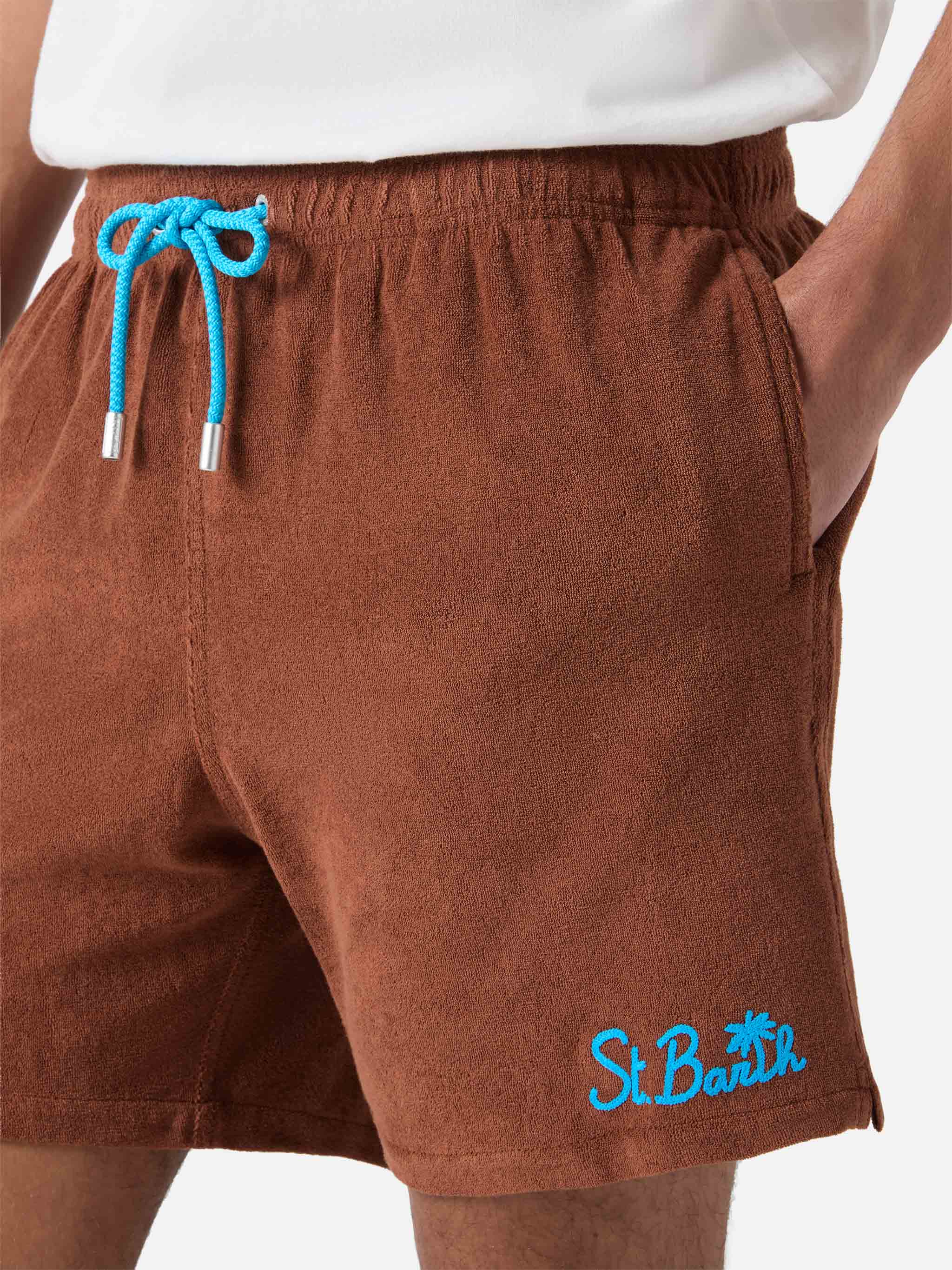 Gustavia terry swim shorts in brown