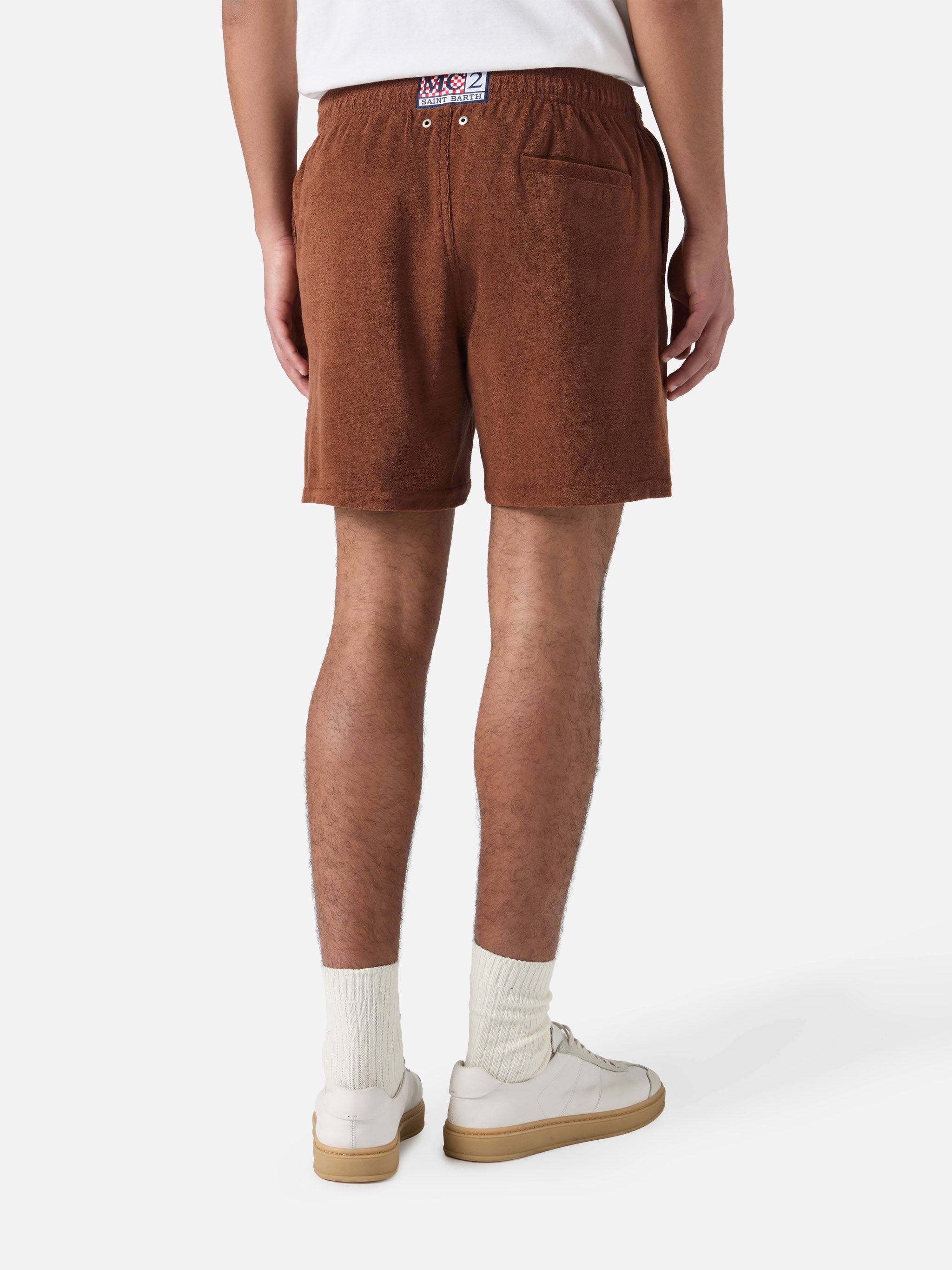 Gustavia terry swim shorts in brown