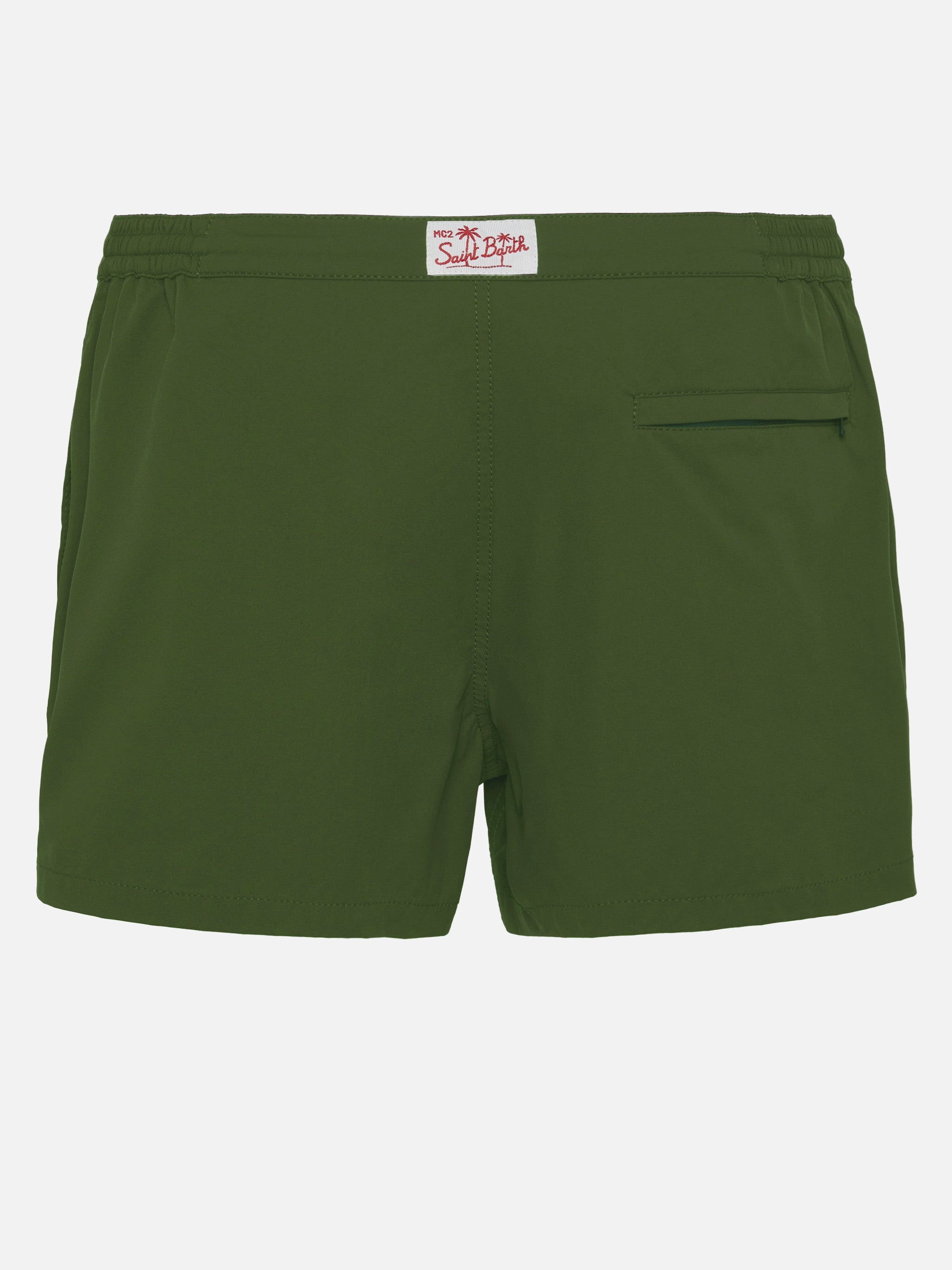 Harrys military green fitted cut swim shorts