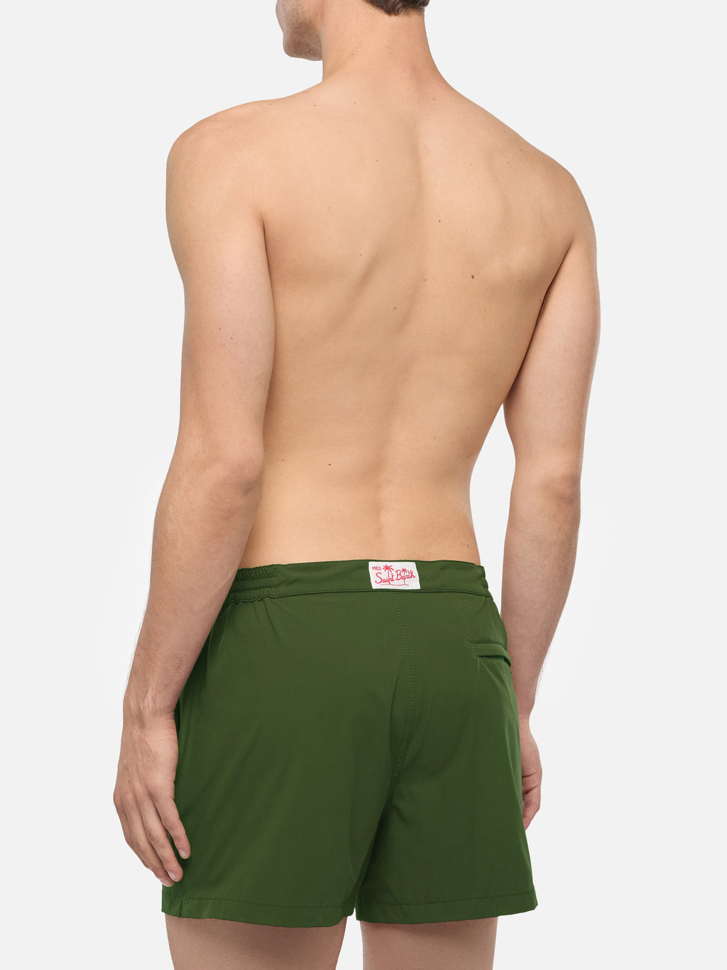 Harrys military green fitted cut swim shorts