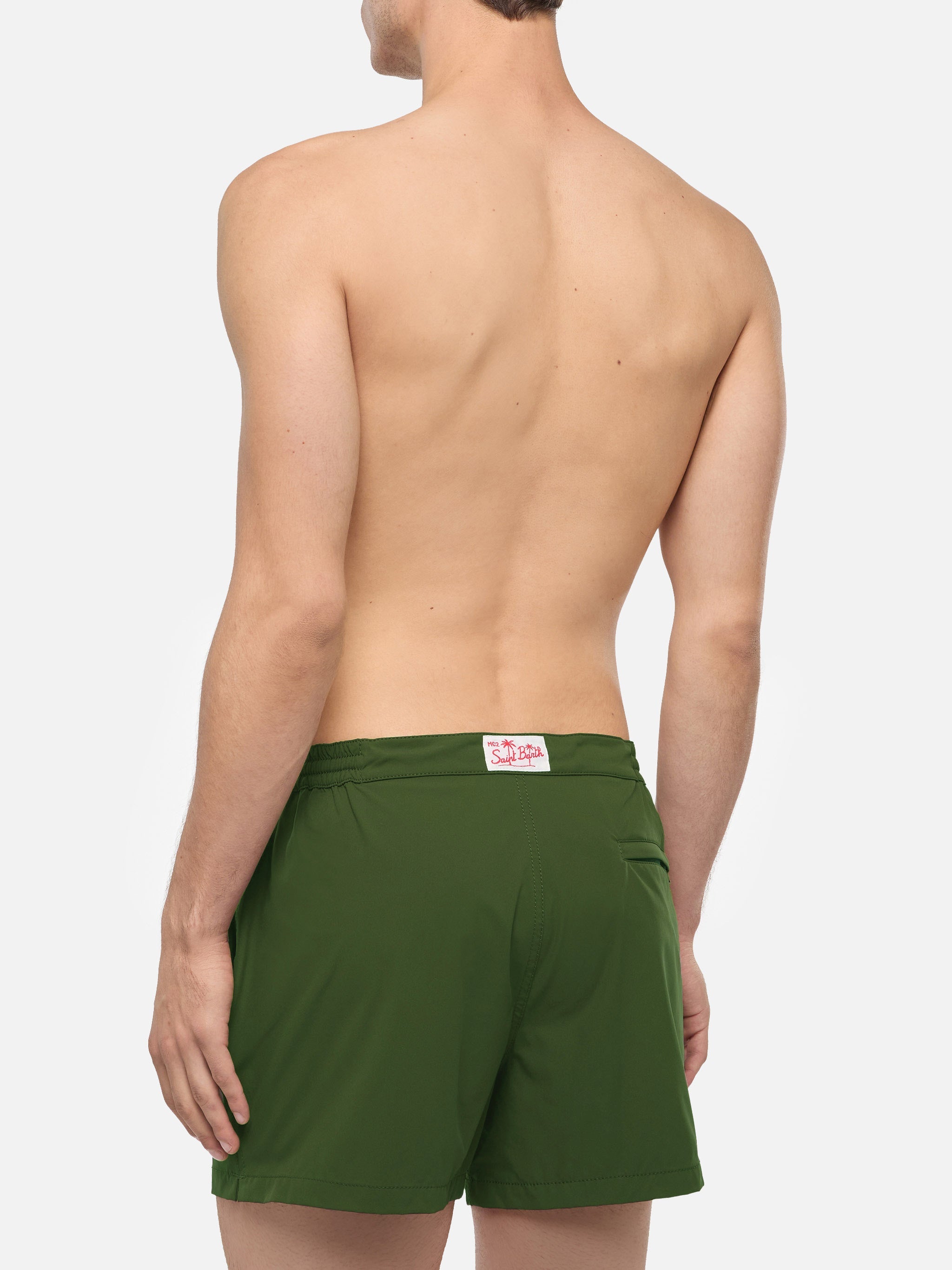 Harrys military green fitted cut swim shorts