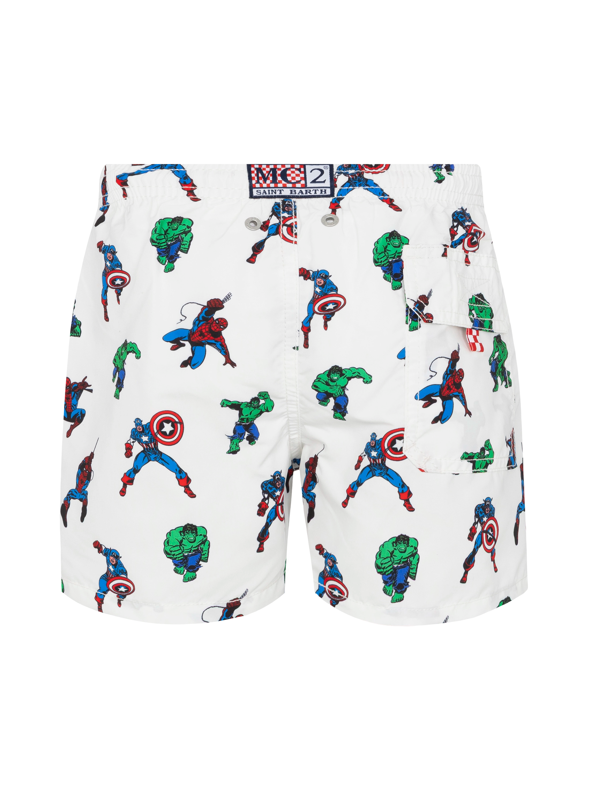 Pantaloncini da bagno di media lunghezza in denim con stampa di supereroi Marvel | MARVEL SPECIAL EDITION