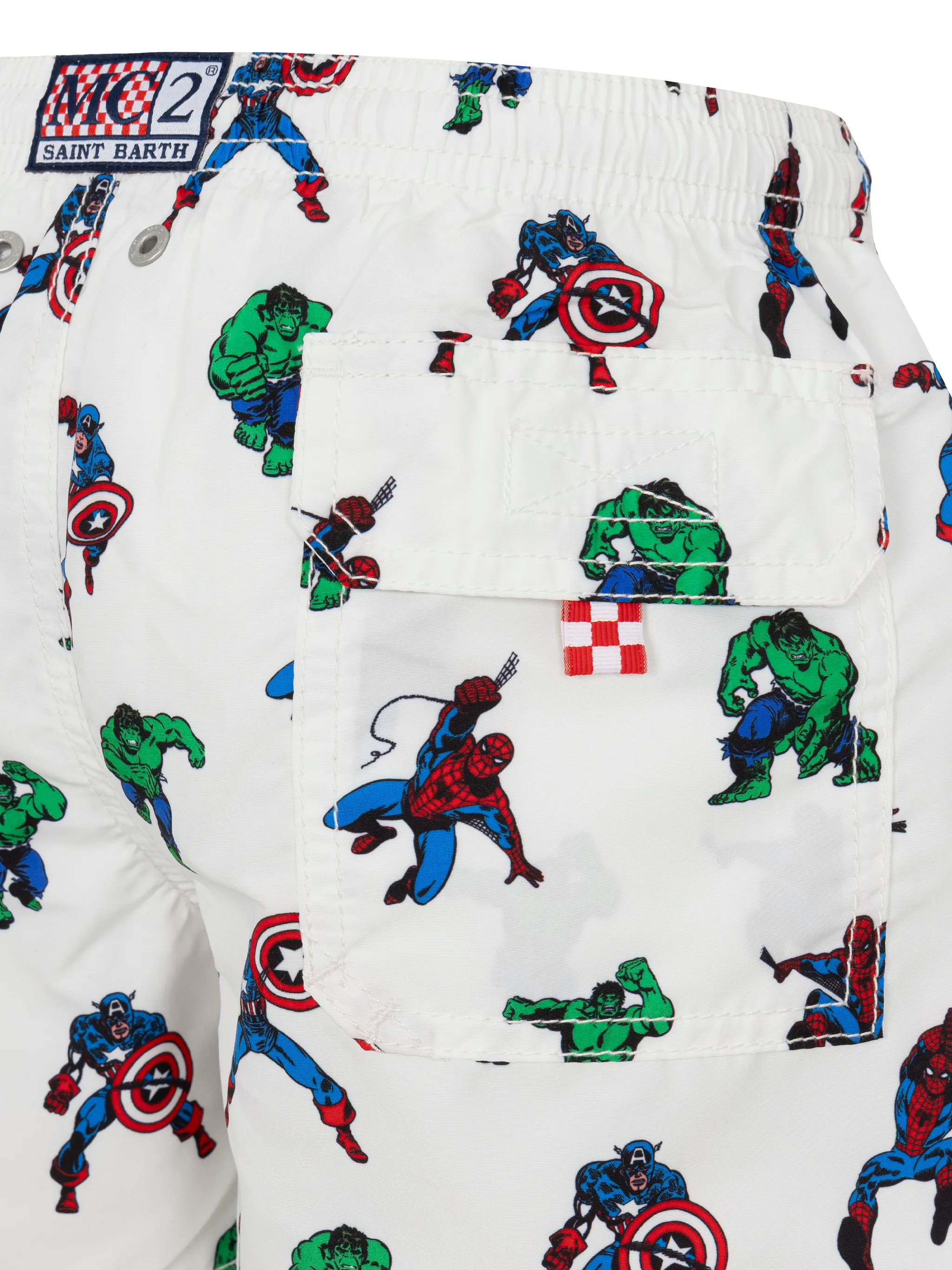 Pantaloncini da bagno di media lunghezza in denim con stampa di supereroi Marvel | MARVEL SPECIAL EDITION