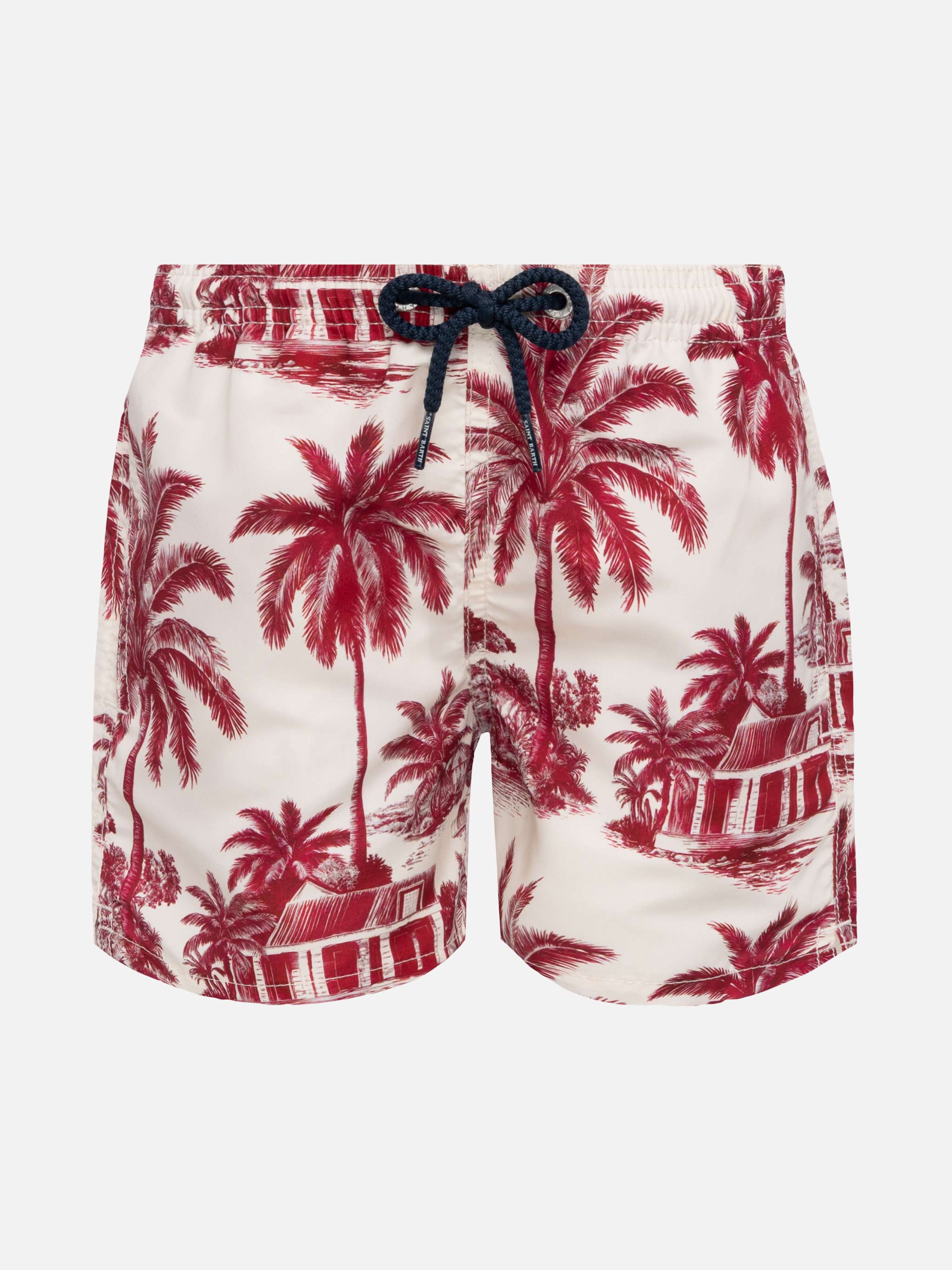 Pantaloncini da bagno Jean a mezza coscia con stampa toile de jouy | DESIGN CO-CREATO AI DA RICKDICK - POWERED BY RED-EYE