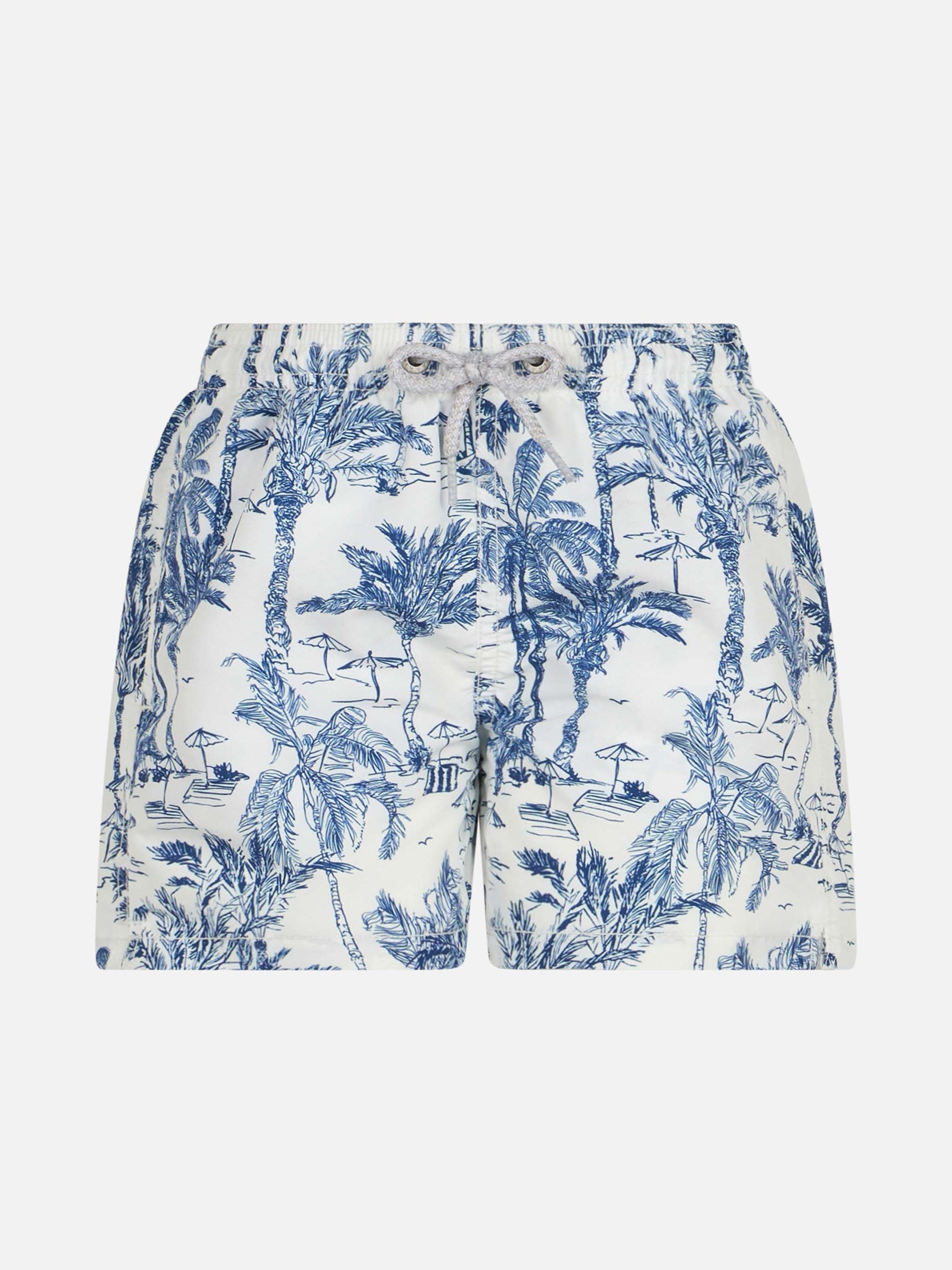 Pantaloncini da bagno Jean a mezza coscia con stampa toile de Jouy