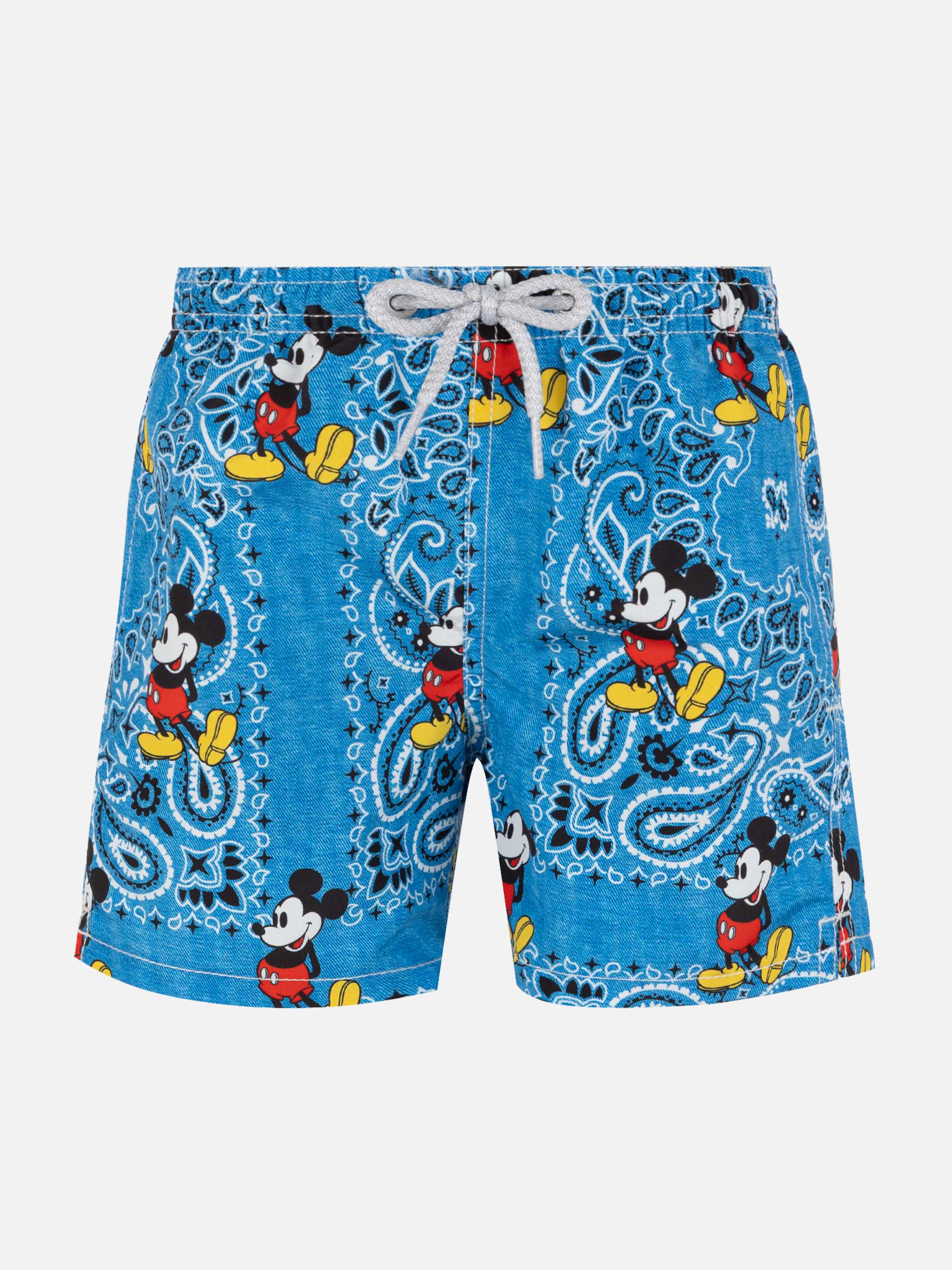 Costume mare boxer medio-lungo in denim con stampa di Topolino | DISNEY® SPECIAL EDITION