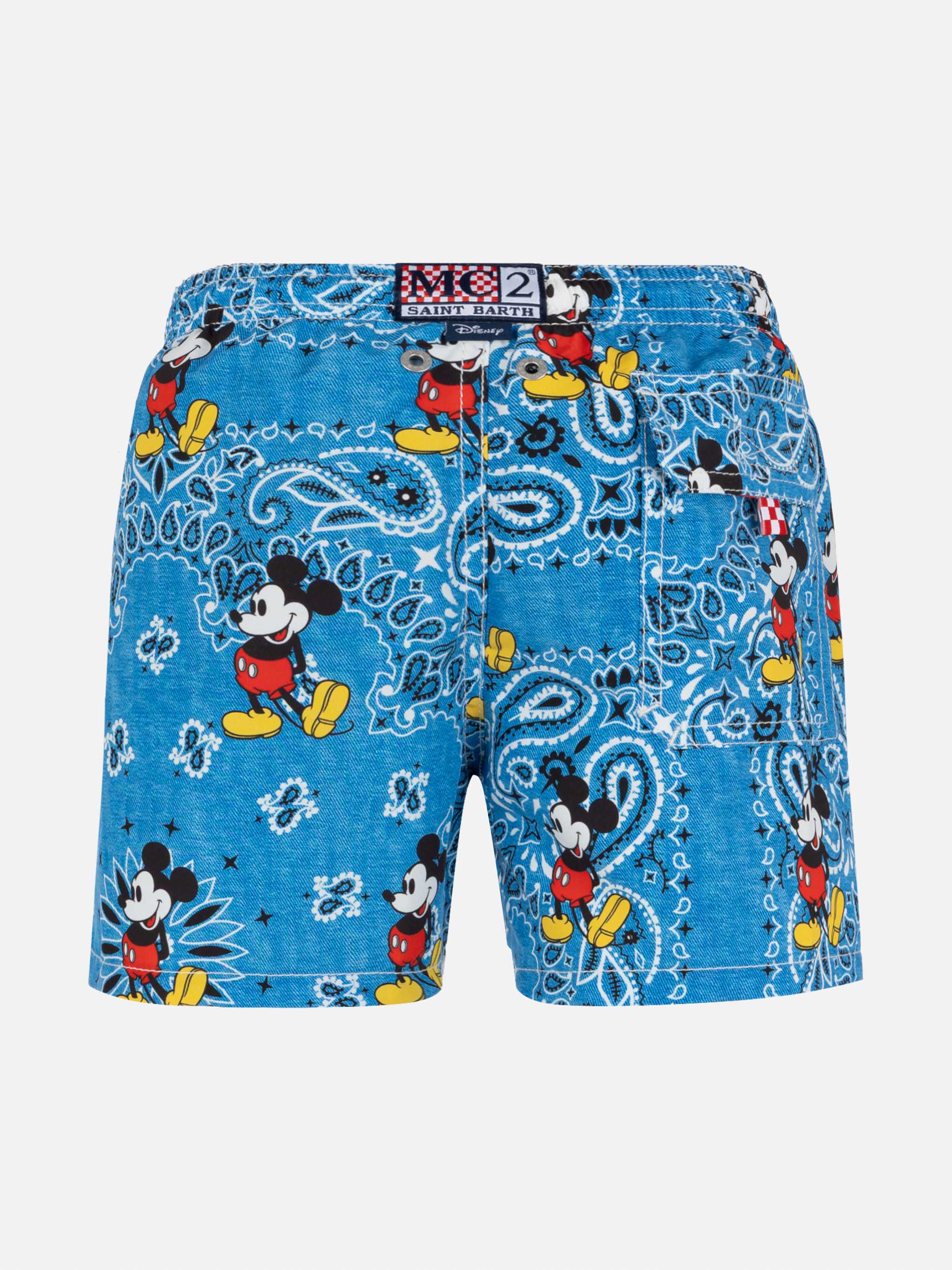 Costume mare boxer medio-lungo in denim con stampa di Topolino | DISNEY® SPECIAL EDITION
