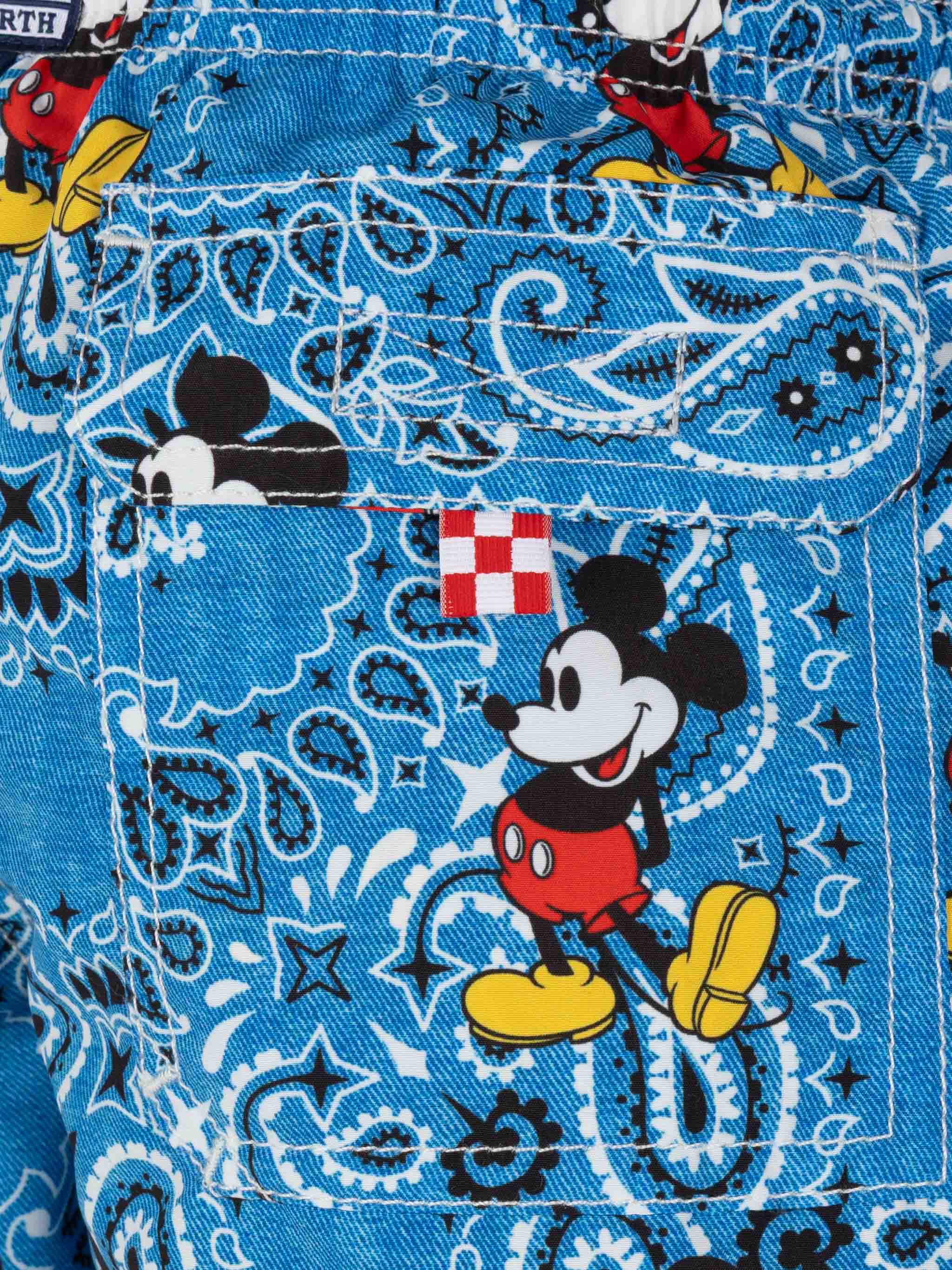 Costume mare boxer medio-lungo in denim con stampa di Topolino | DISNEY® SPECIAL EDITION