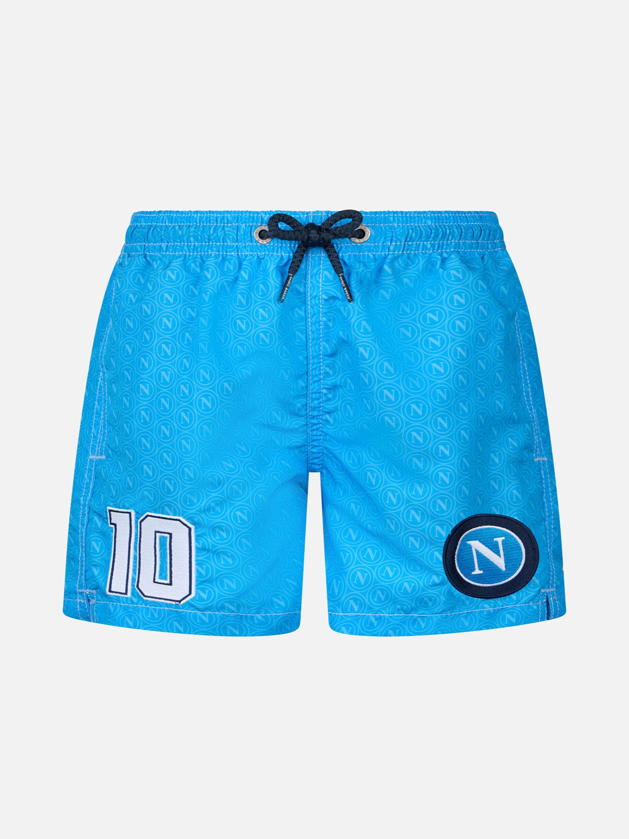 Pantaloncini da bagno a mezza coscia Jean con stampa e patch Napoli | SSC NAPOLI SPECIAL EDITION