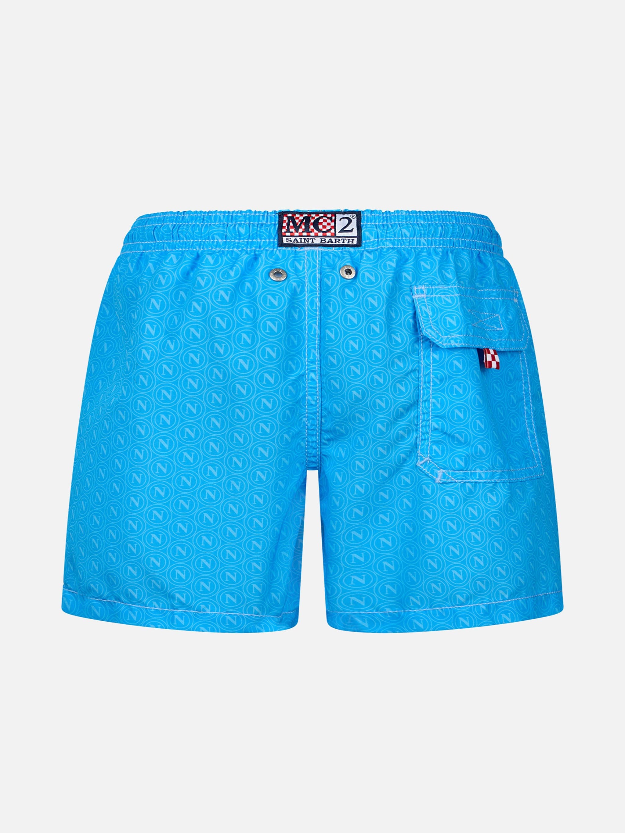 Pantaloncini da bagno a mezza coscia Jean con stampa e patch Napoli | SSC NAPOLI SPECIAL EDITION