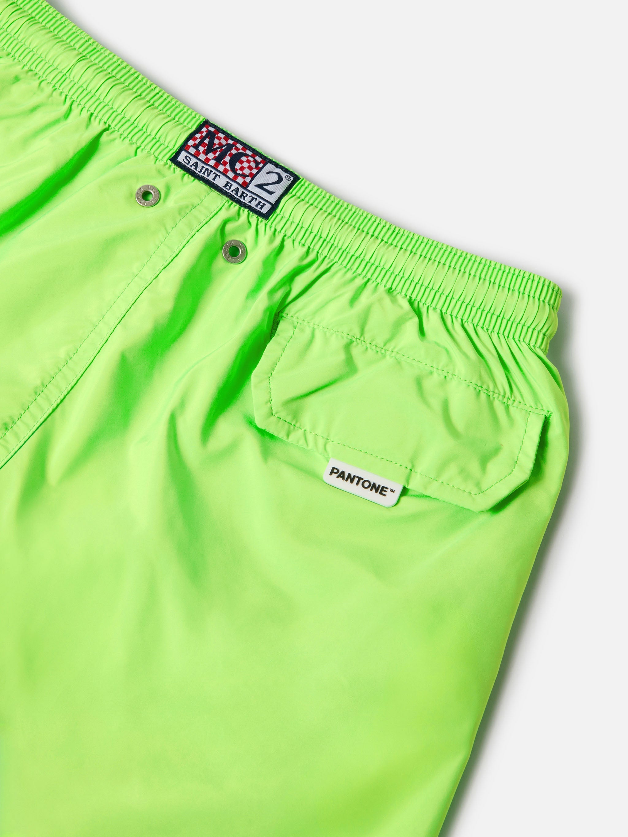 Pantaloncini da bagno Jean Lighting Pantone in tinta unita verde fluo