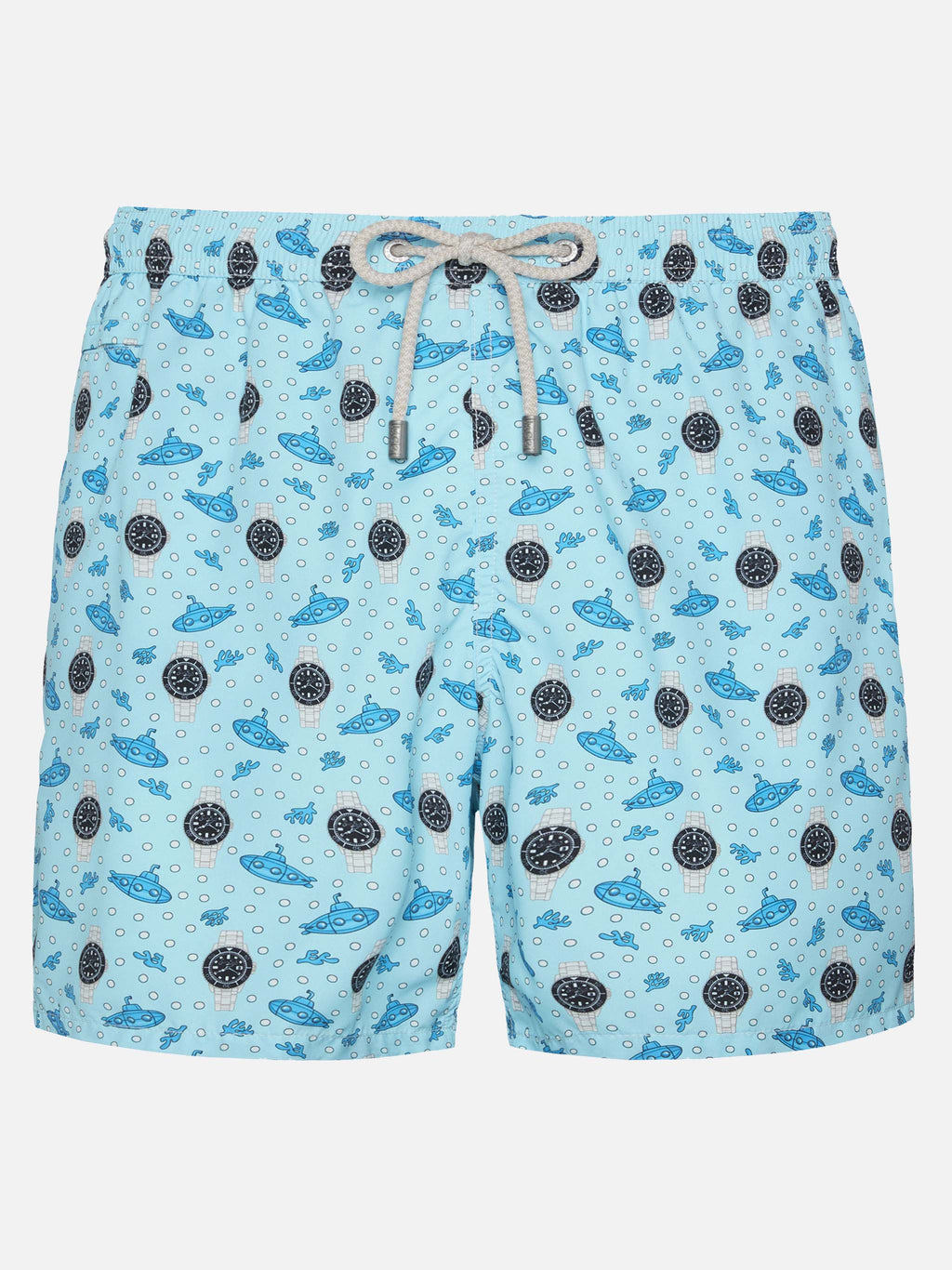 Lightweight fabric swim shorts Lighting with watch print