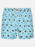 Lightweight fabric swim shorts Lighting with watch print