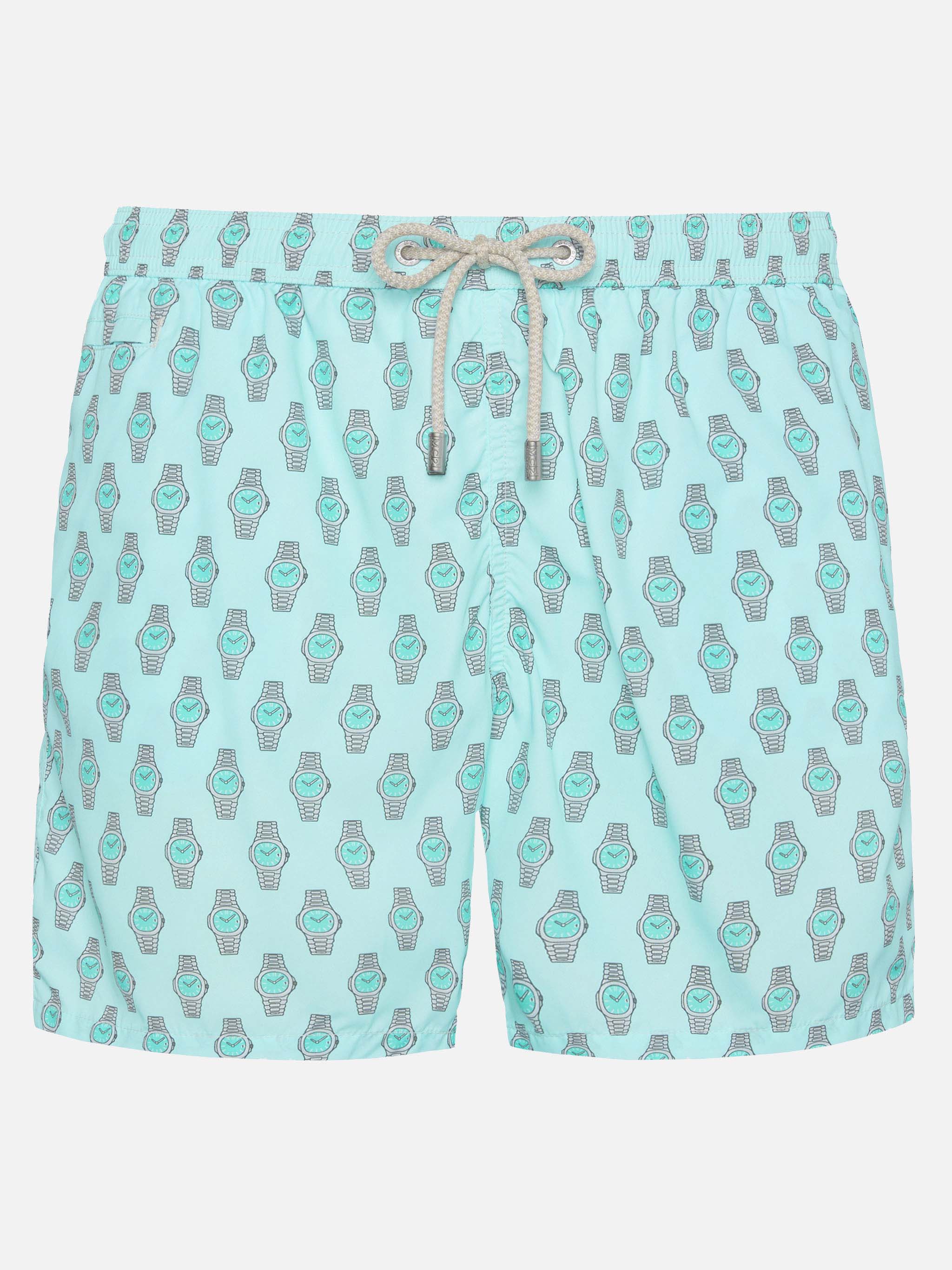 Lightweight fabric swim shorts Lighting with watch print