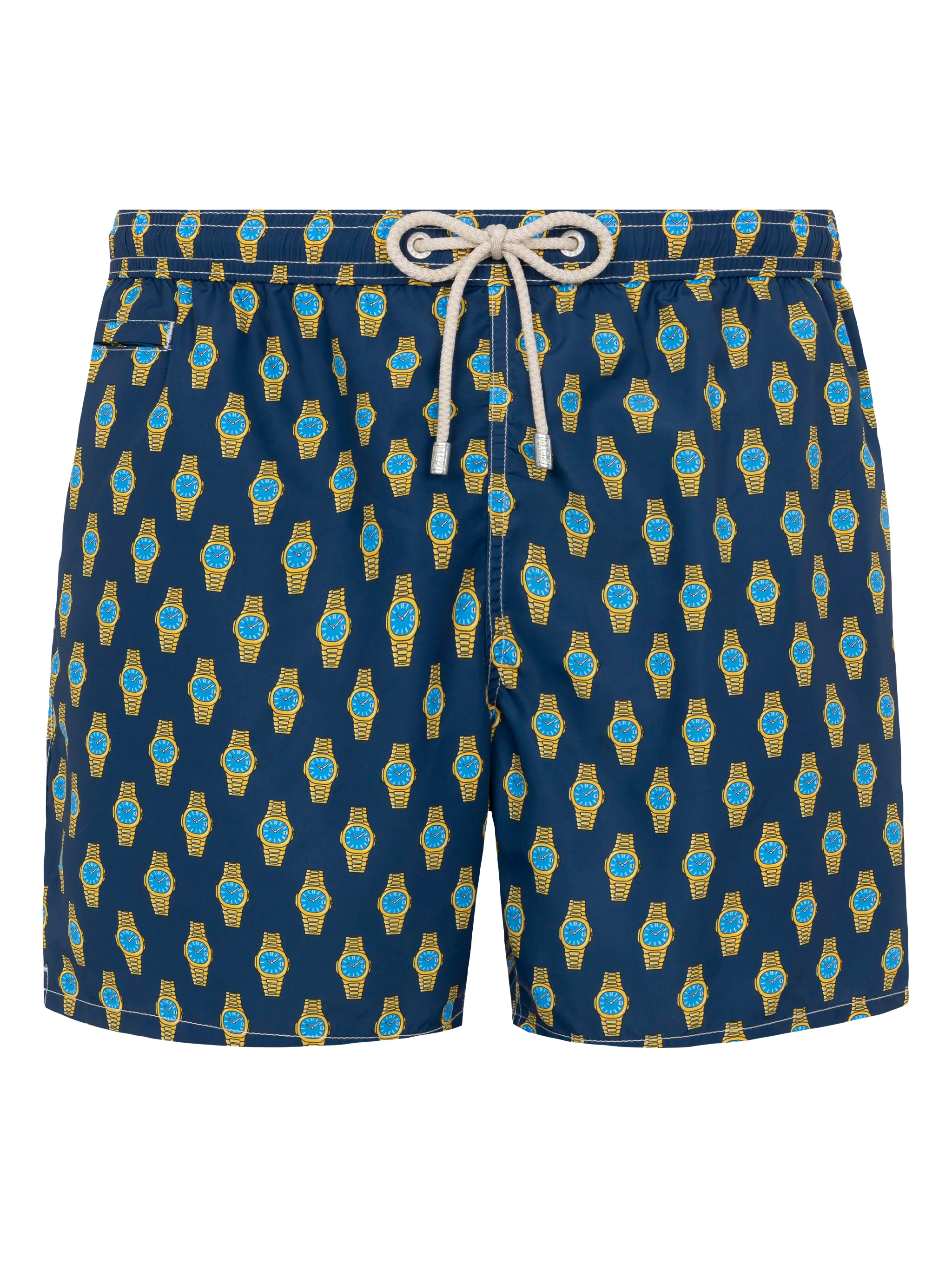 Lightweight fabric swim shorts Lighting with watch print