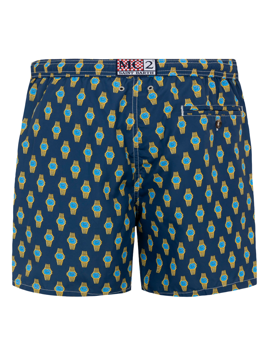 Lightweight fabric swim shorts Lighting with watch print