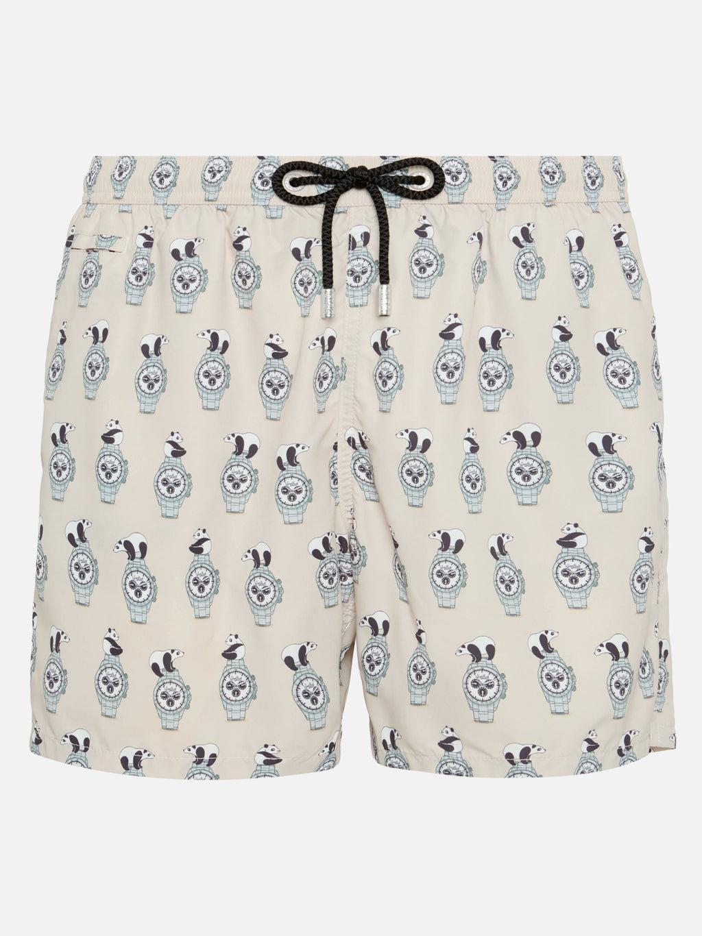 Lightweight fabric swim shorts Lighting with watch print