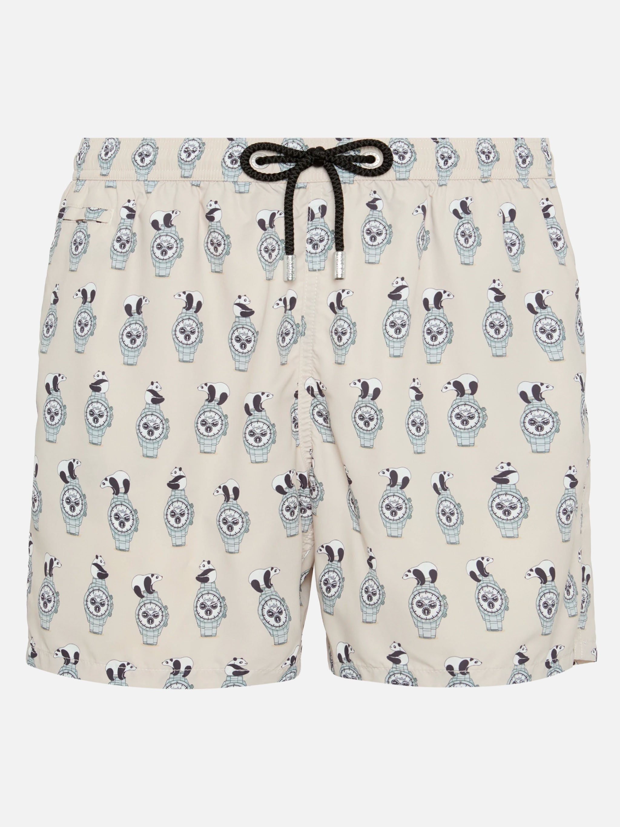 Lightweight fabric swim shorts Lighting with watch print