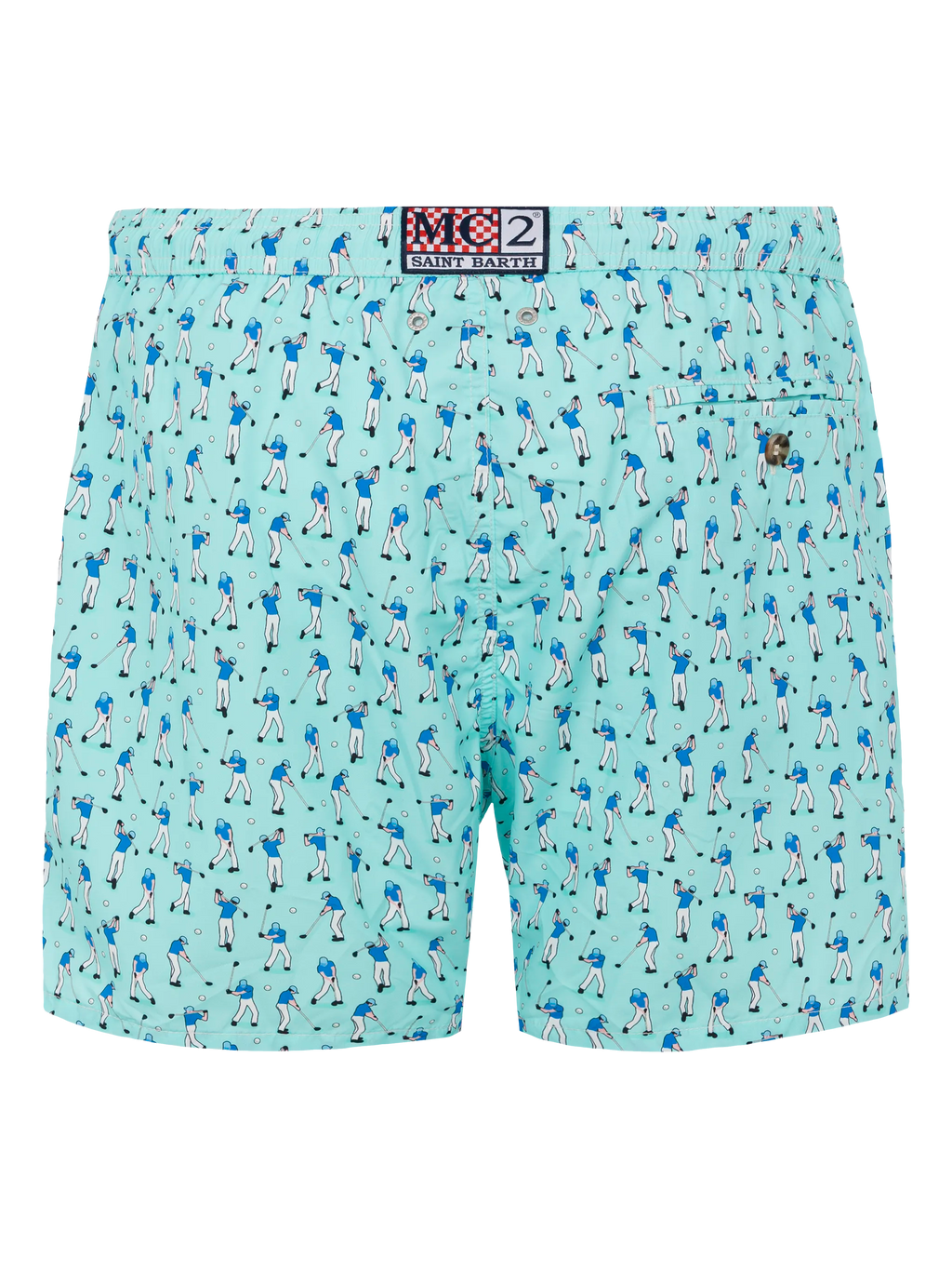 Lightweight fabric swim shorts Lighting with golf players print