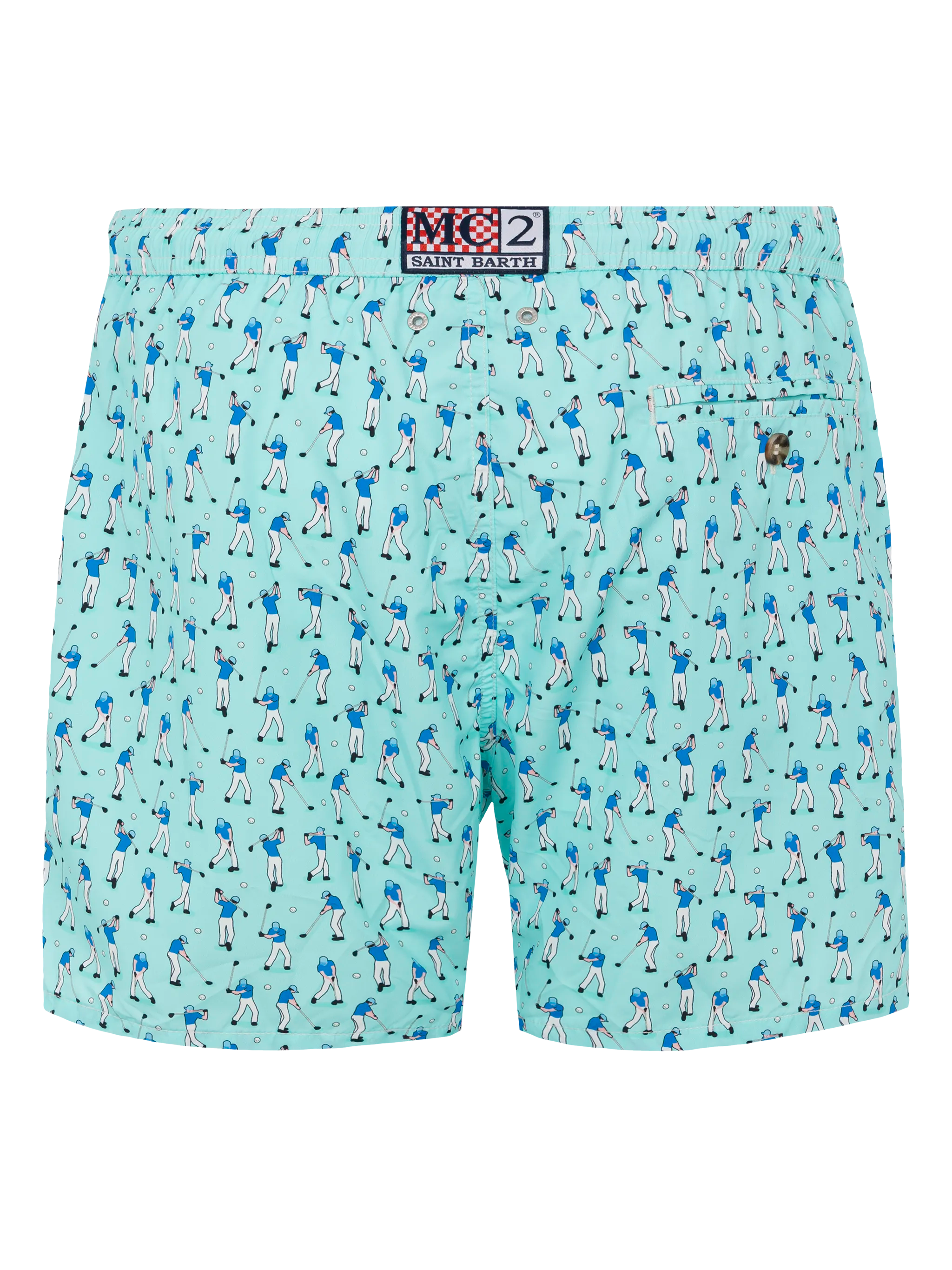 Lightweight fabric swim shorts Lighting with golf players print