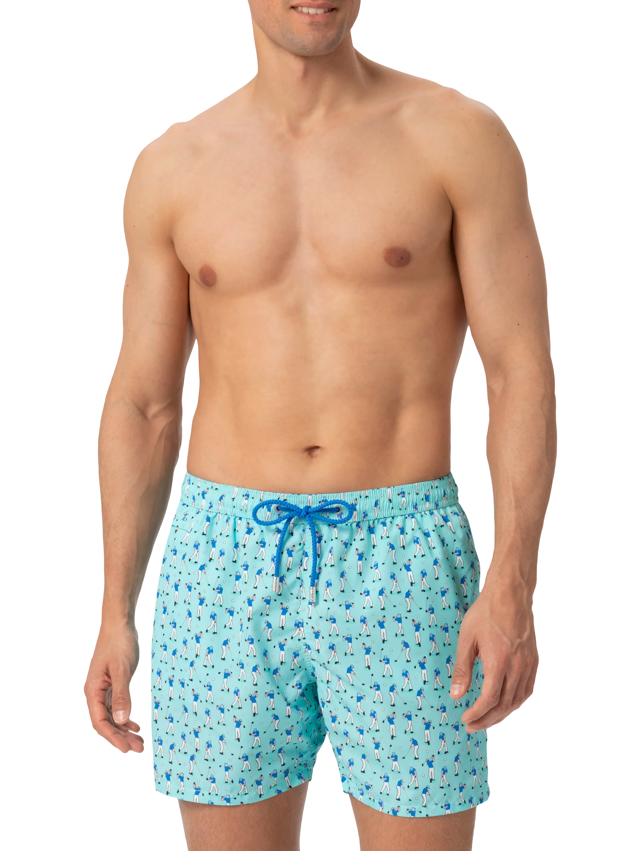 Lightweight fabric swim shorts Lighting with golf players print