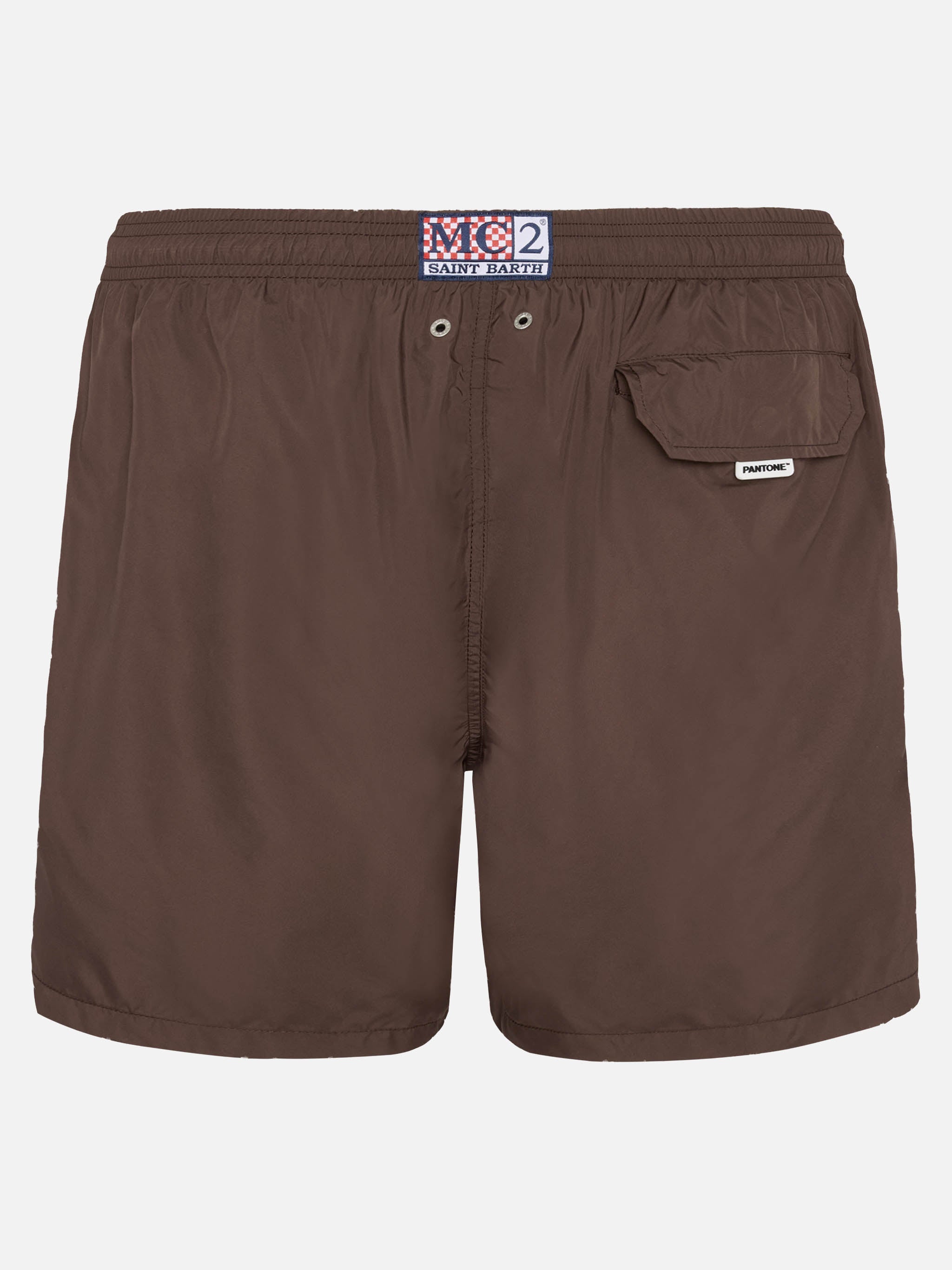 Lighting Pantone brown swim shorts in solid color | Special Edition