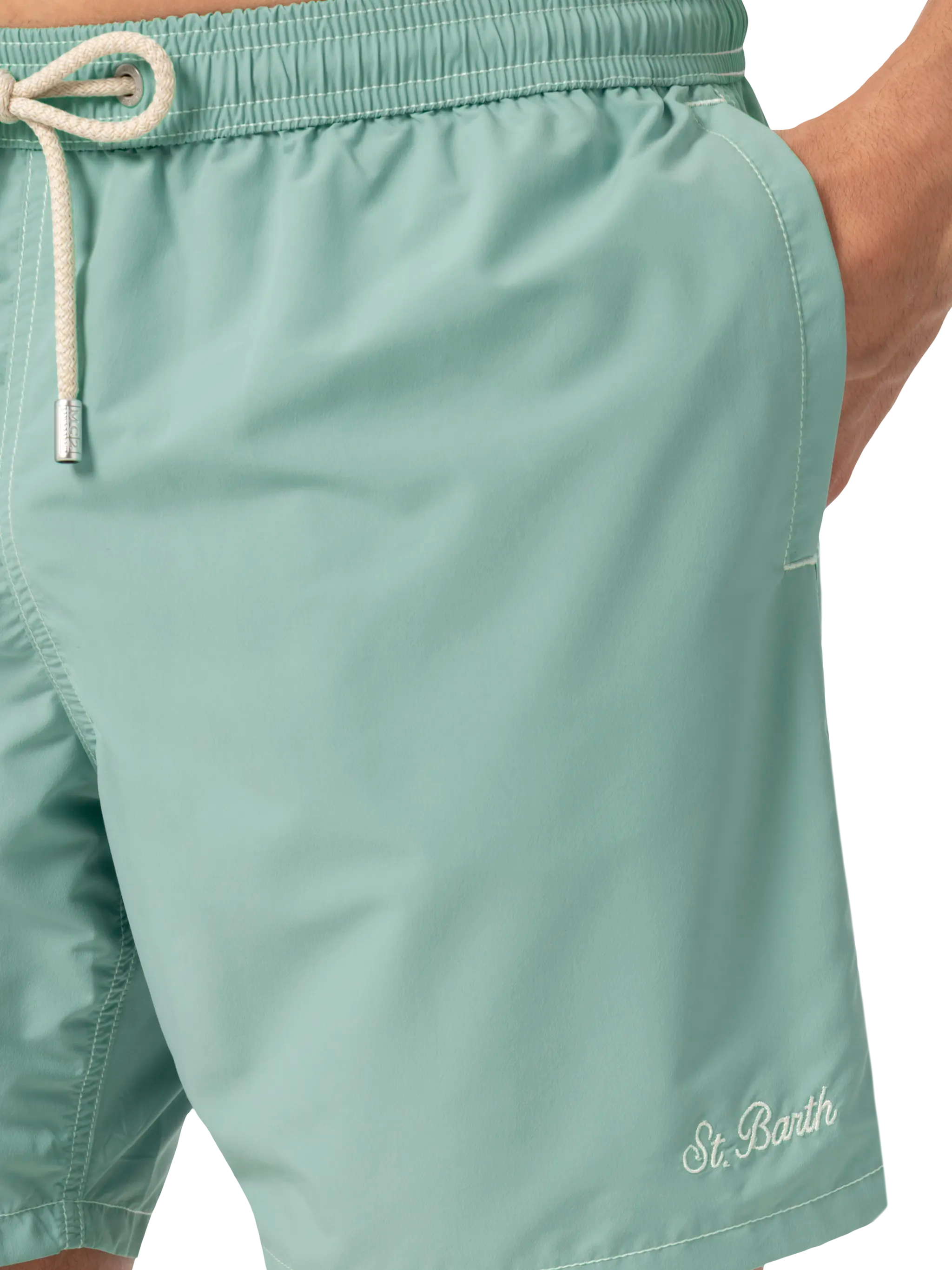 Sage green mid-length classic light swim shorts Patmos