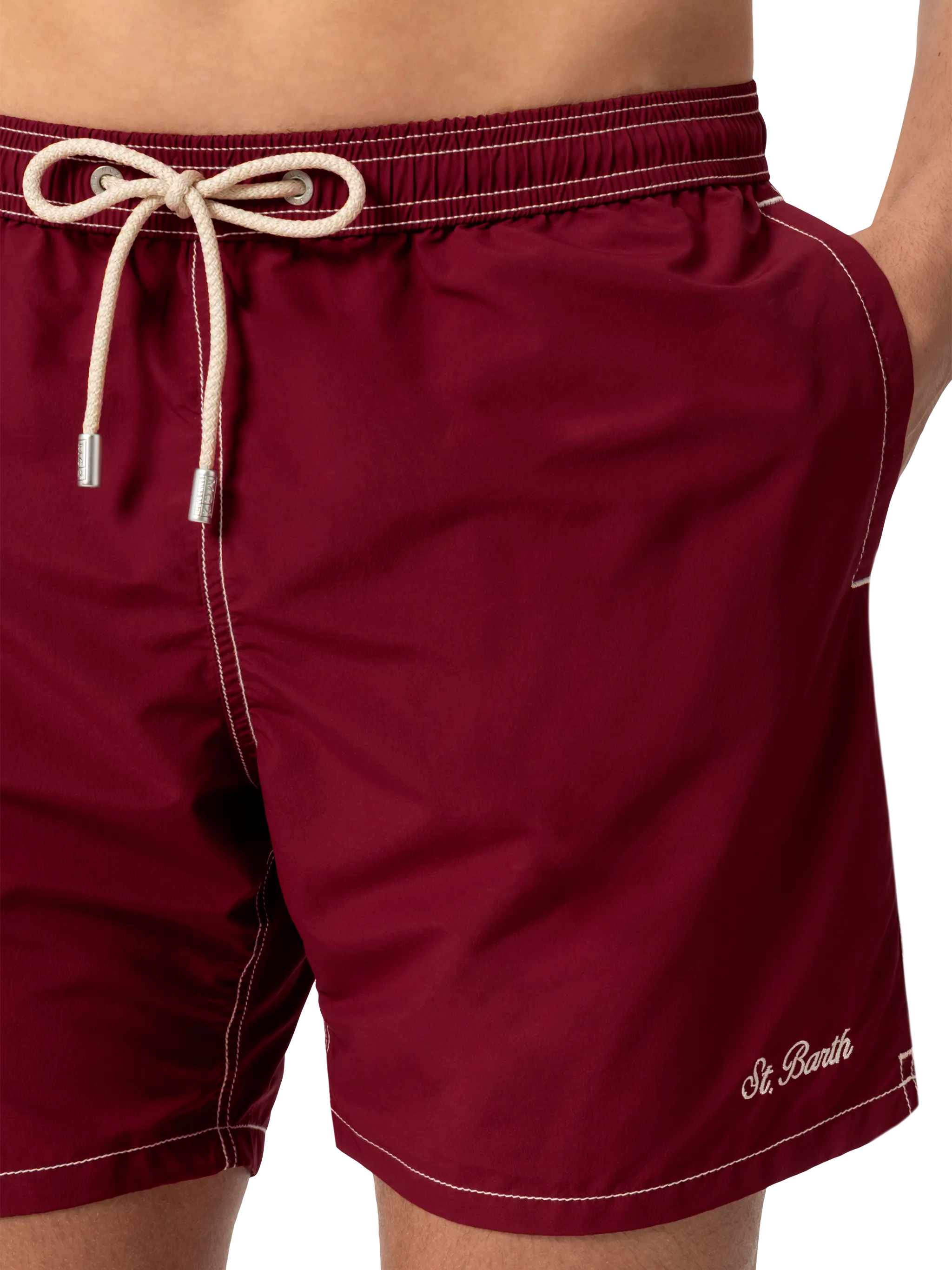 Burgundy mid-length classic light swim shorts Patmos