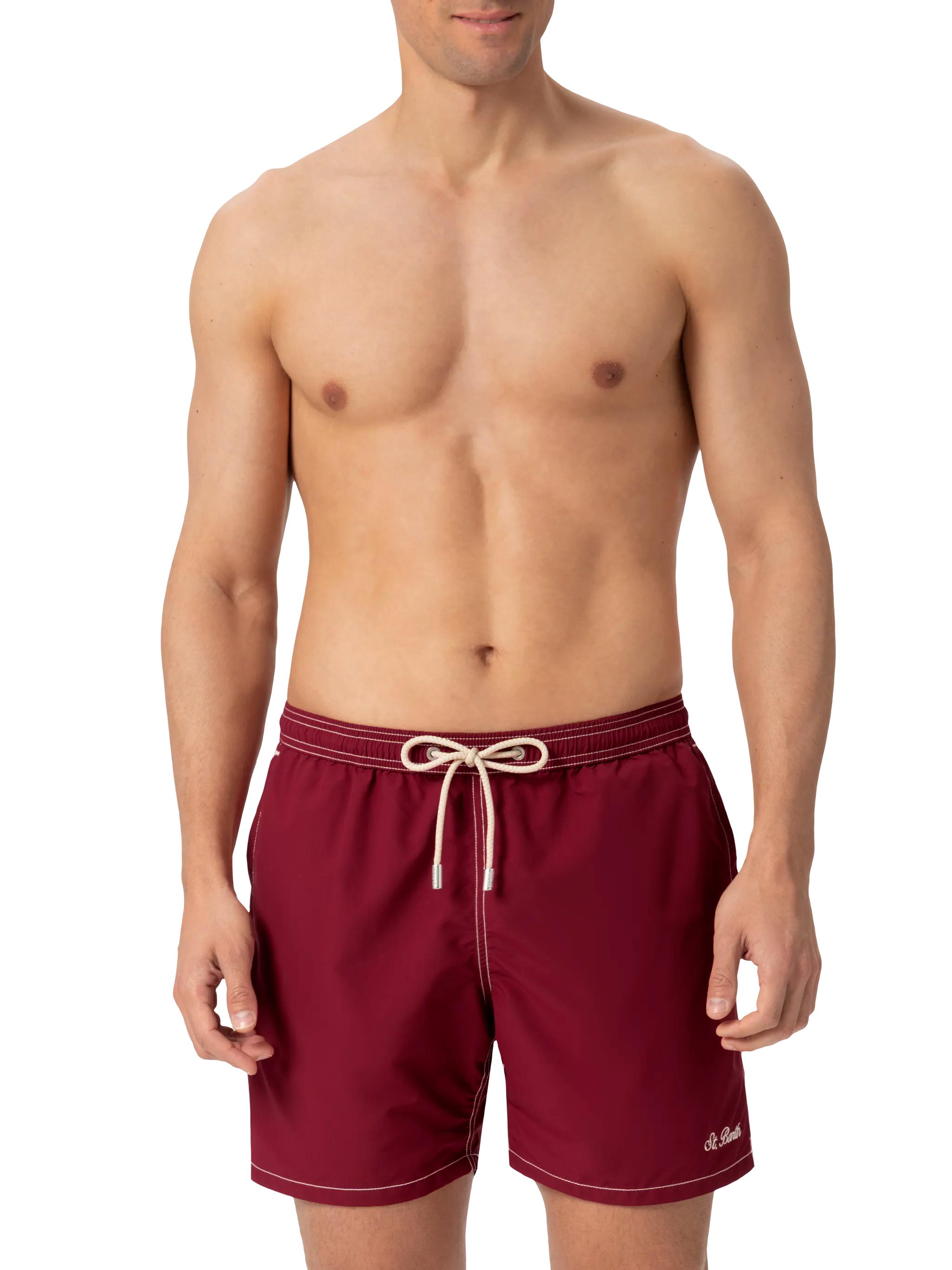 Burgundy mid-length classic light swim shorts Patmos
