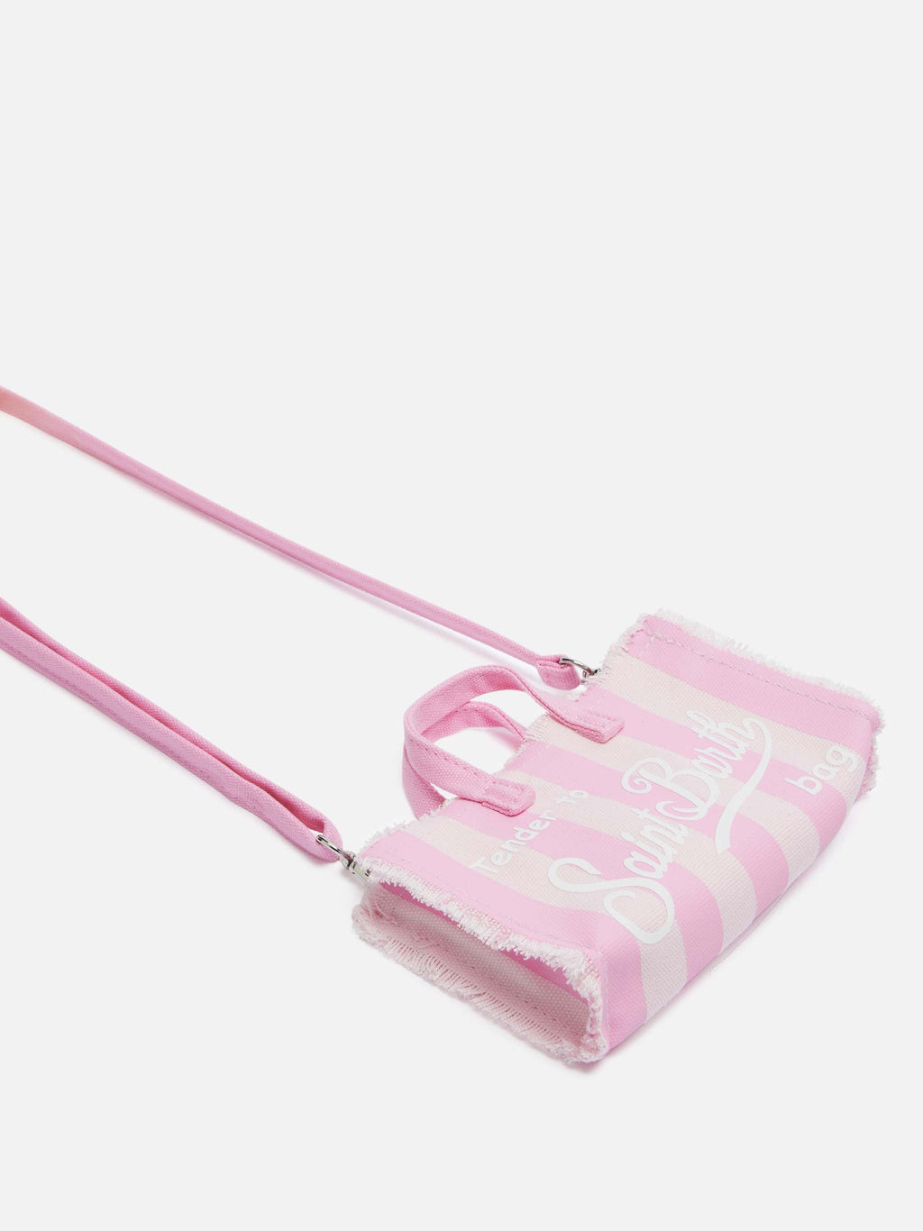 Cotton canvas Phone Bag with pink striped print