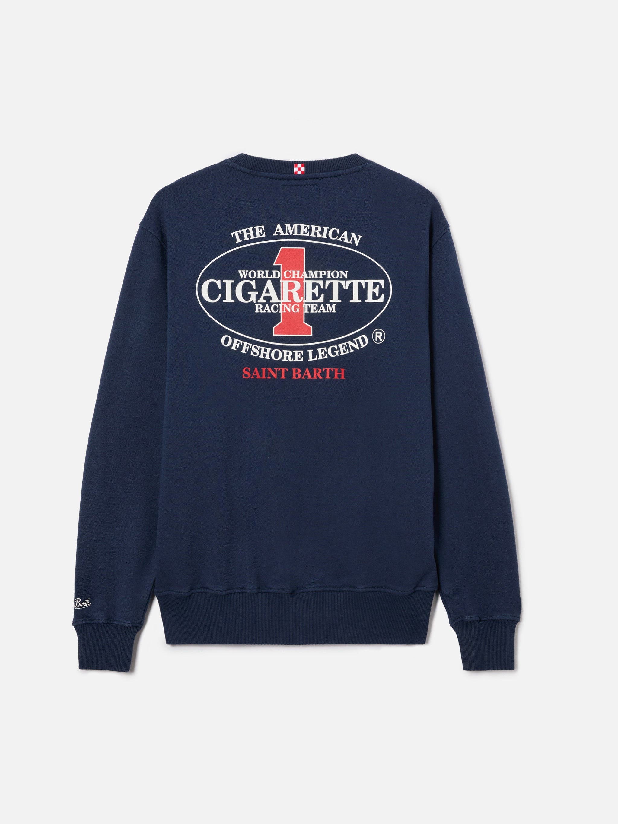 Felpa girocollo Ponza blu navy con stampa Cigarette | Edizione Speciale