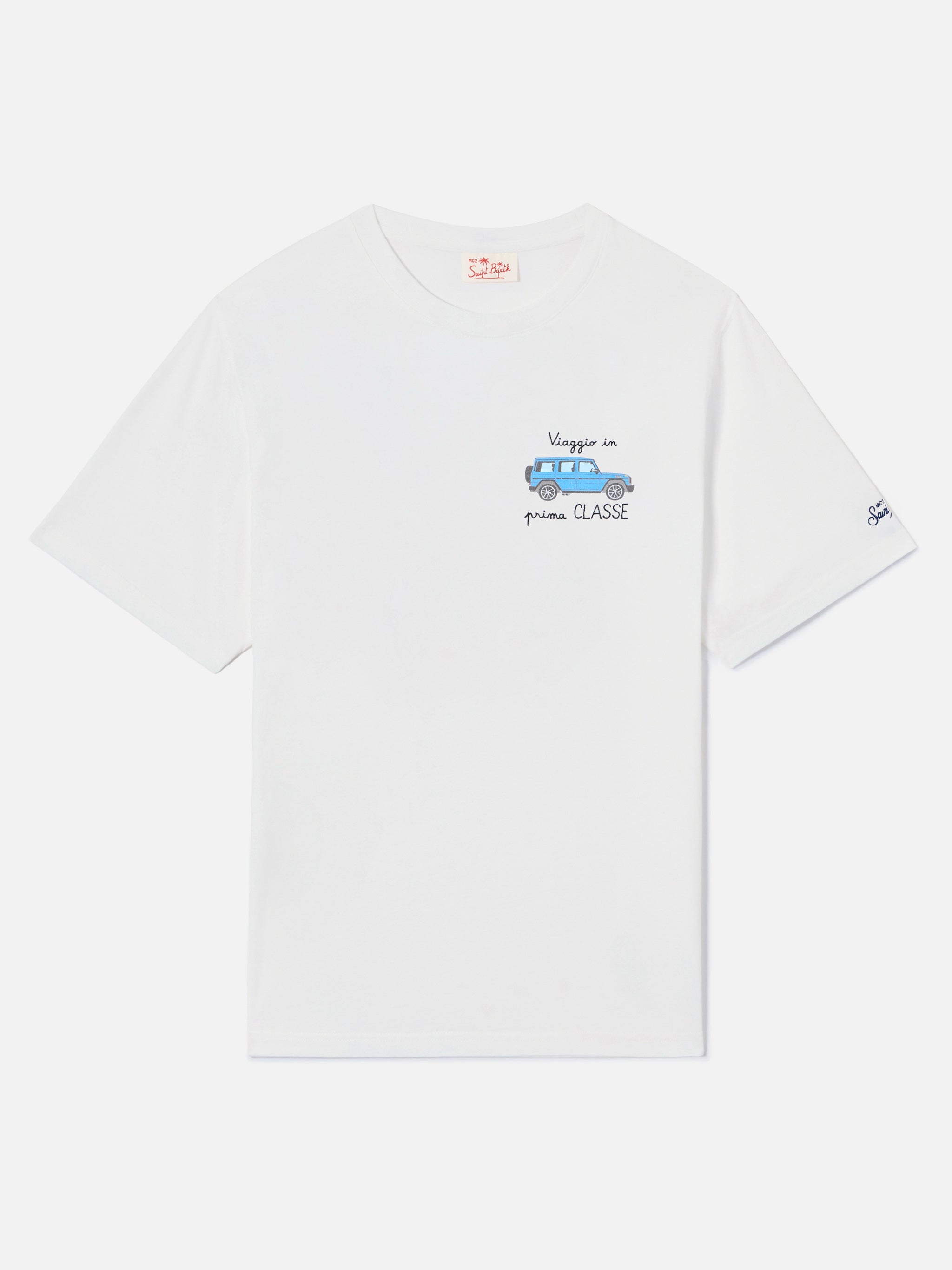 White Portofino T-shirt with Viaggio In Prima Classe embroidery