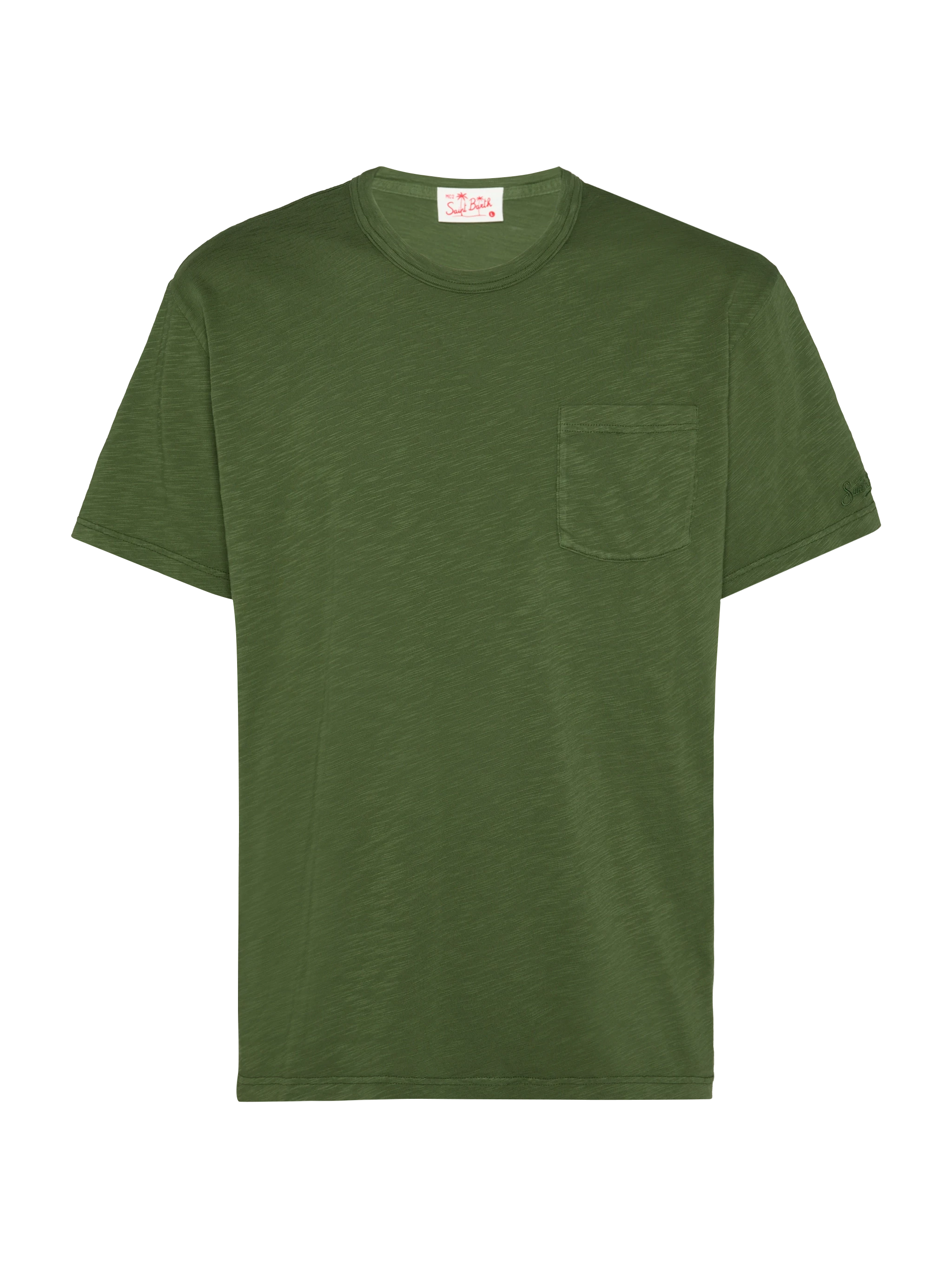 T-shirt in cotone fiammato President tinta unita verde militare