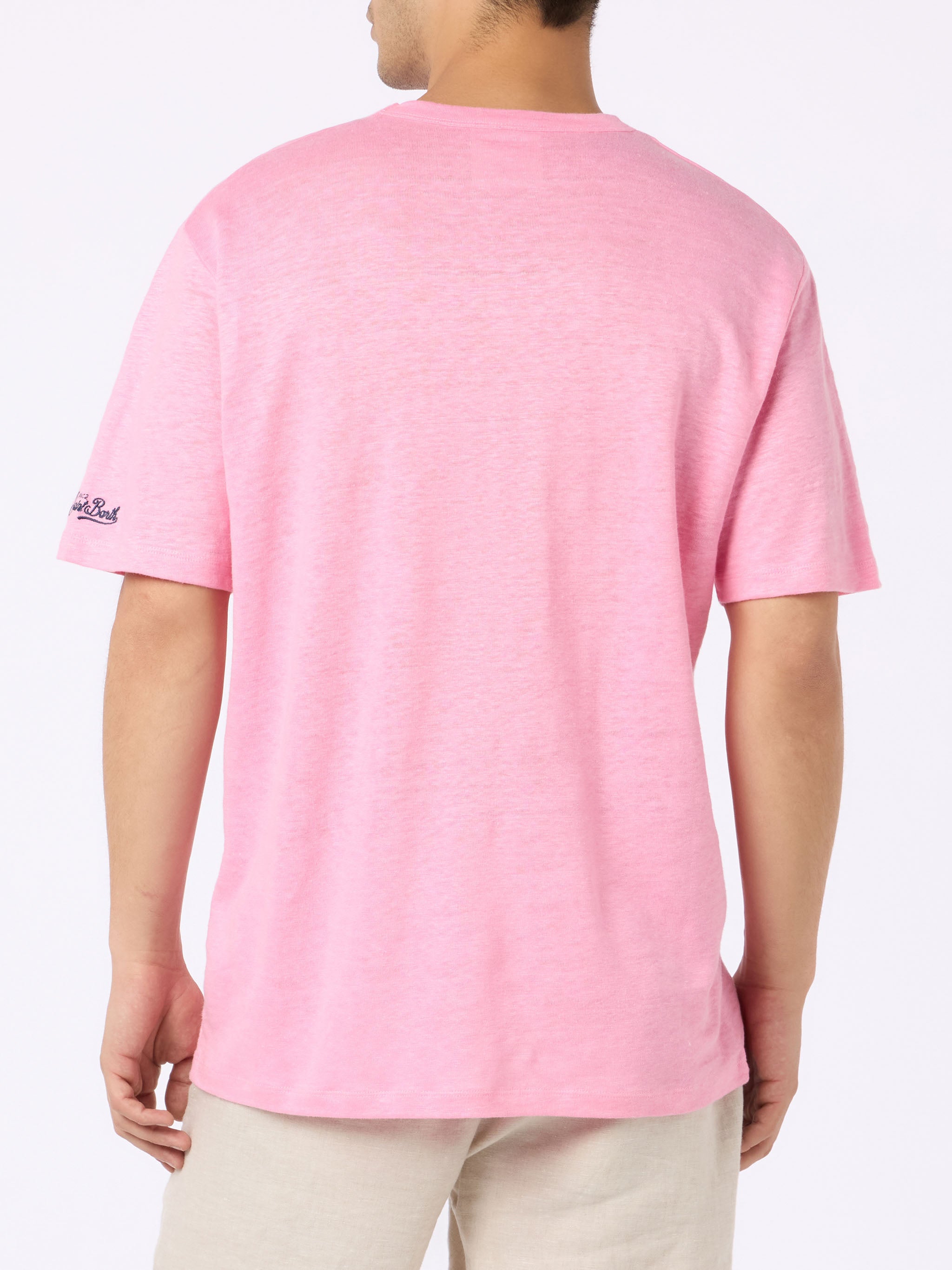 T-shirt President in cotone fiammato in tinta unita rosa bolla