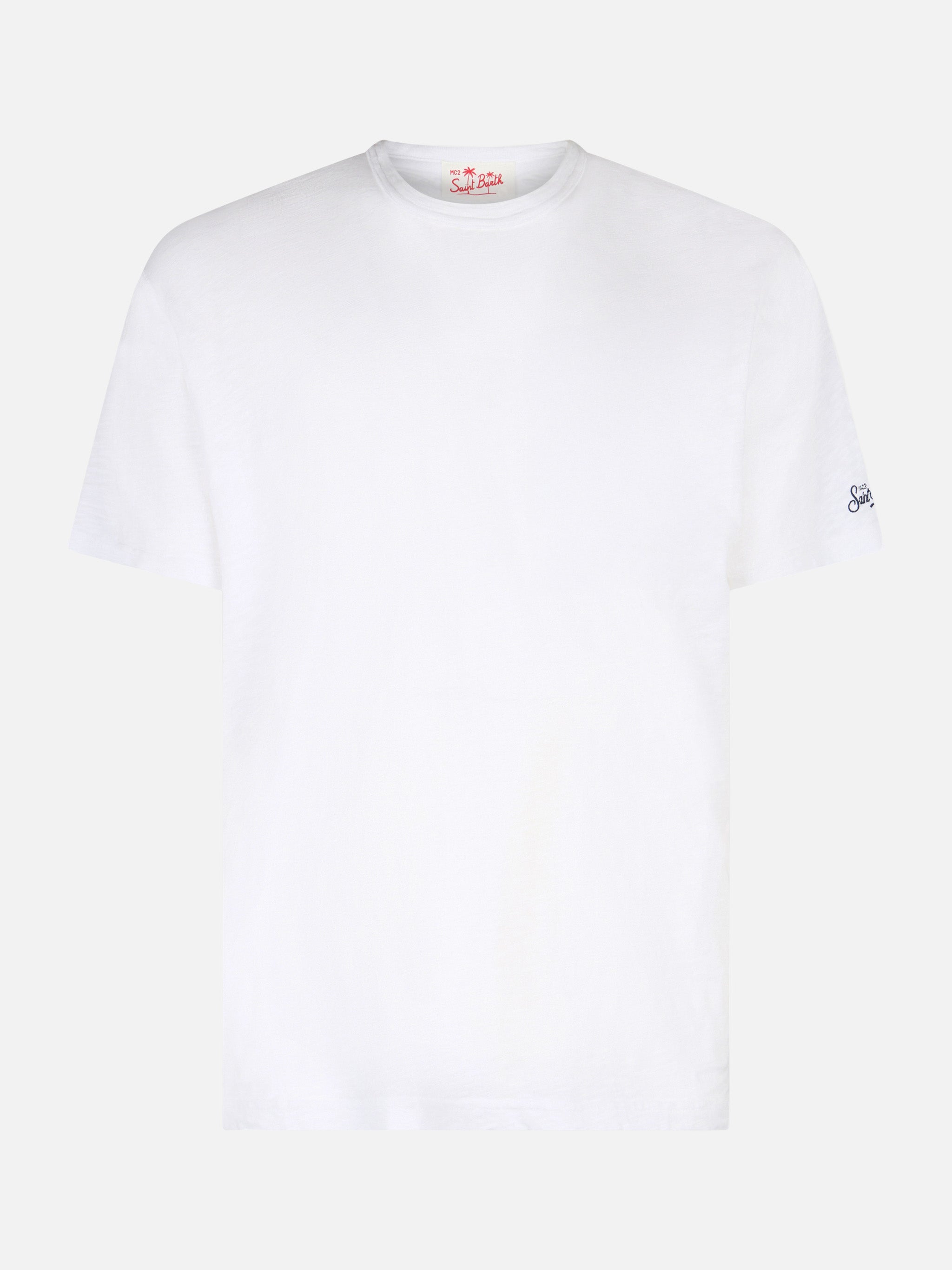 T-shirt in cotone fiammato President a tinta unita bianca