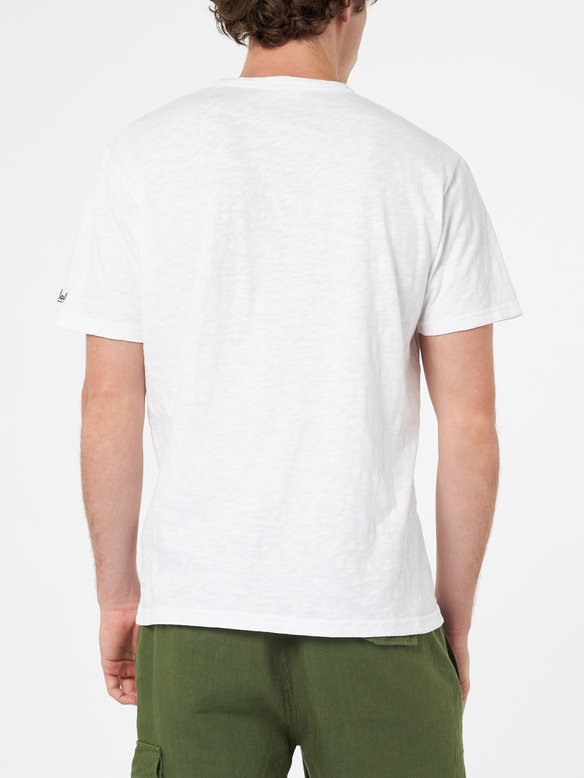 T-shirt in cotone fiammato President a tinta unita bianca