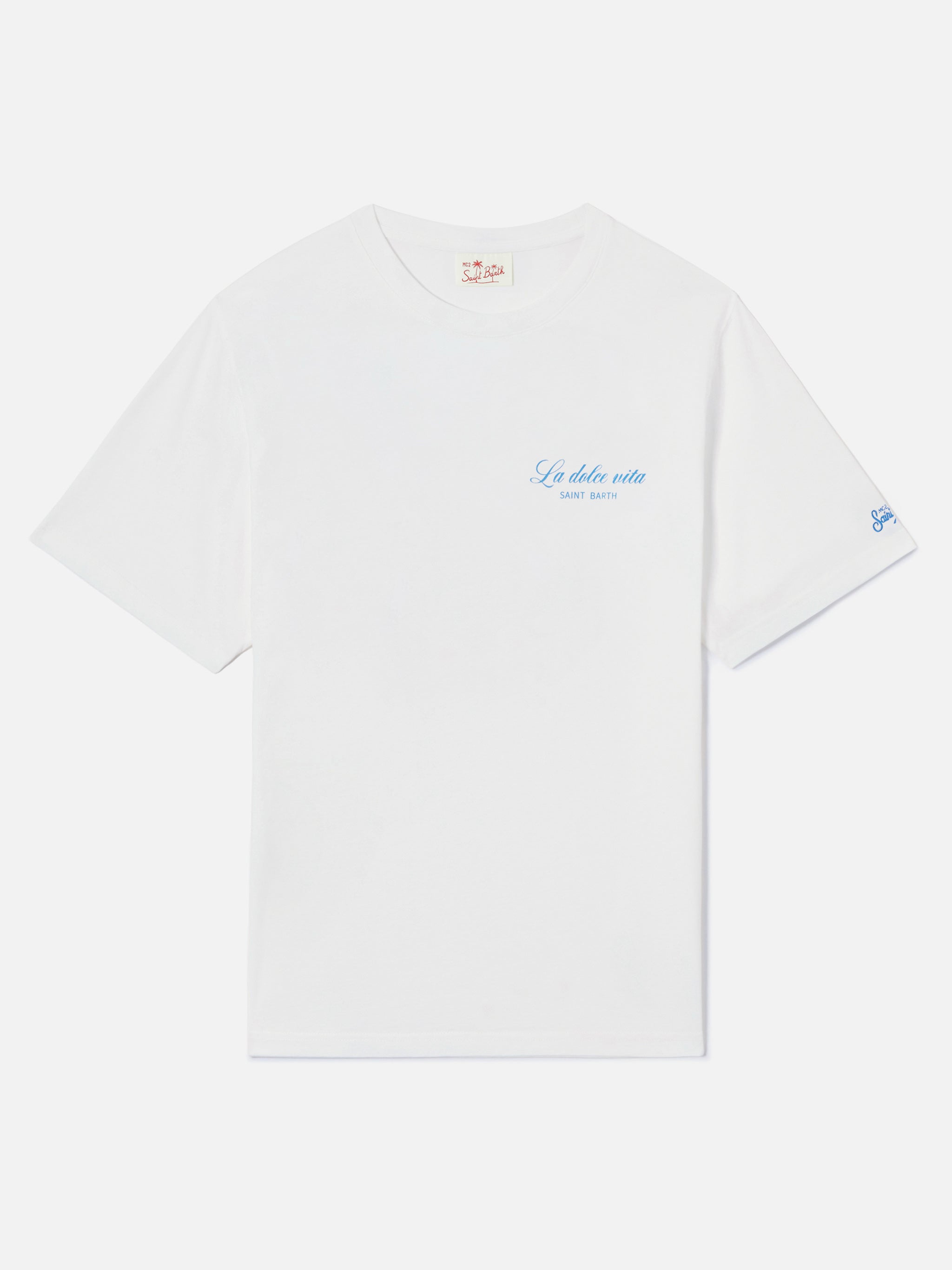 White Portland t-shirt with La dolce vita illustration