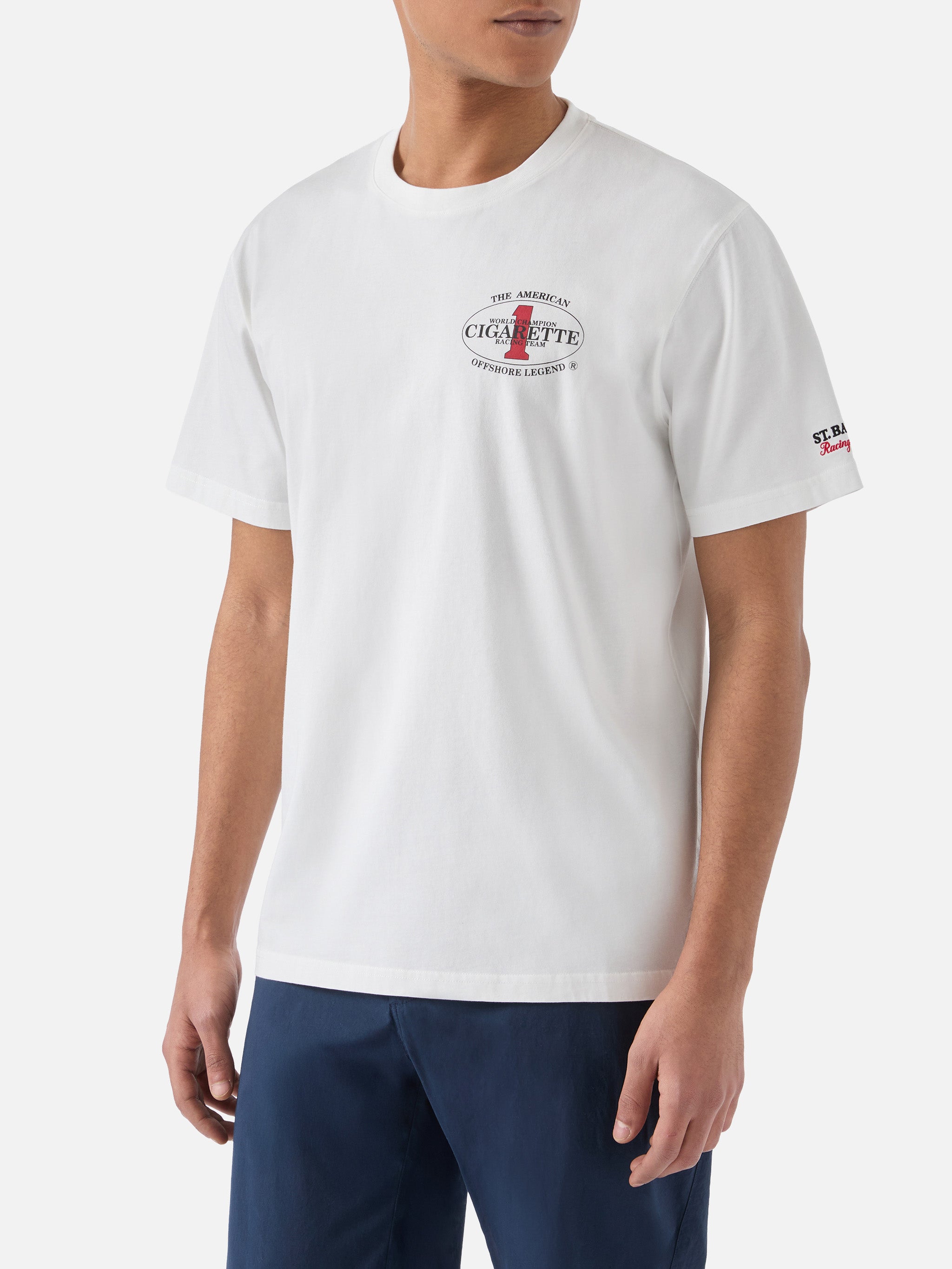 T-shirt color crema Portland con stampa Cigarette Racing | Edizione speciale