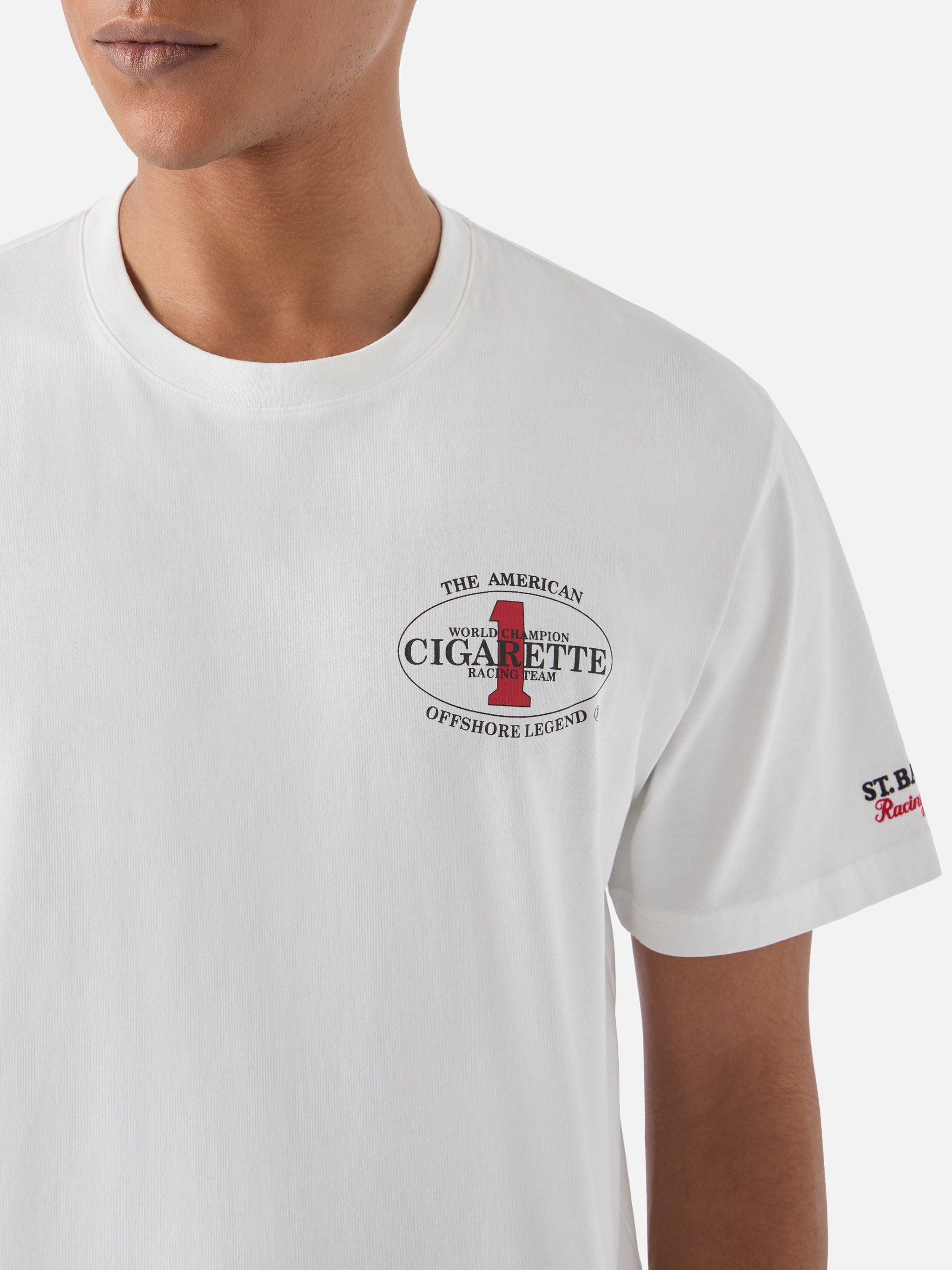 T-shirt color crema Portland con stampa Cigarette Racing | Edizione speciale