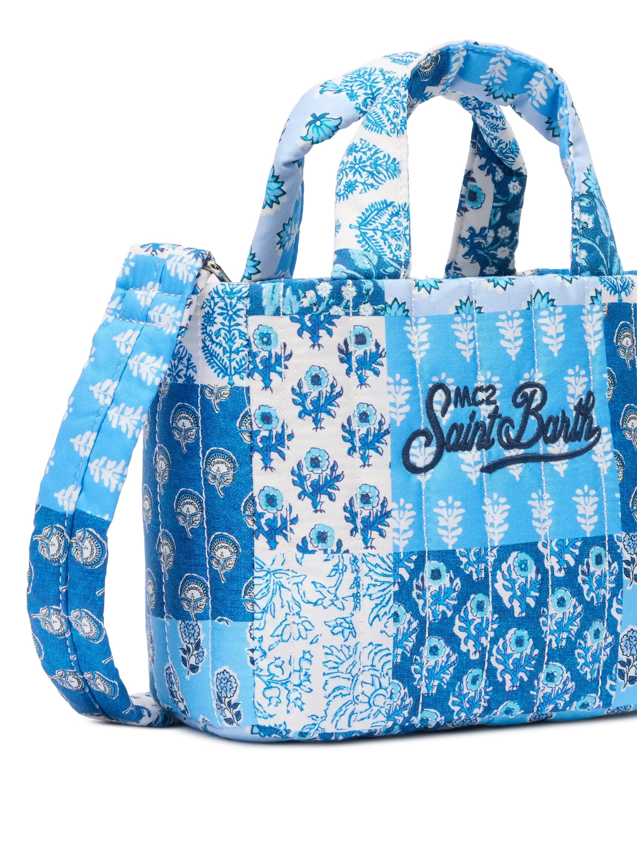 Blue flower quilted Soft Tote Mini bag