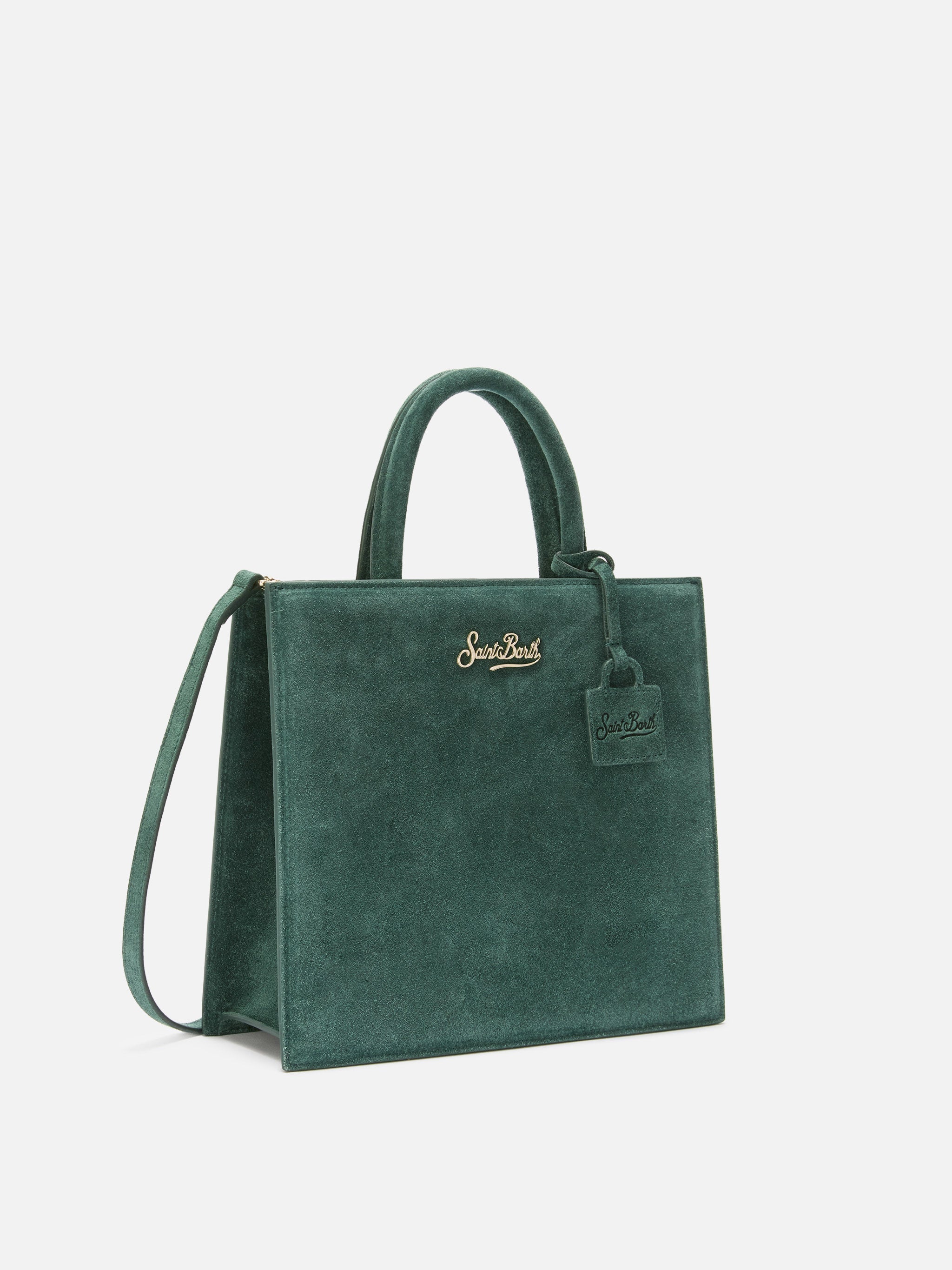 Shop Bag Midi green suede bag